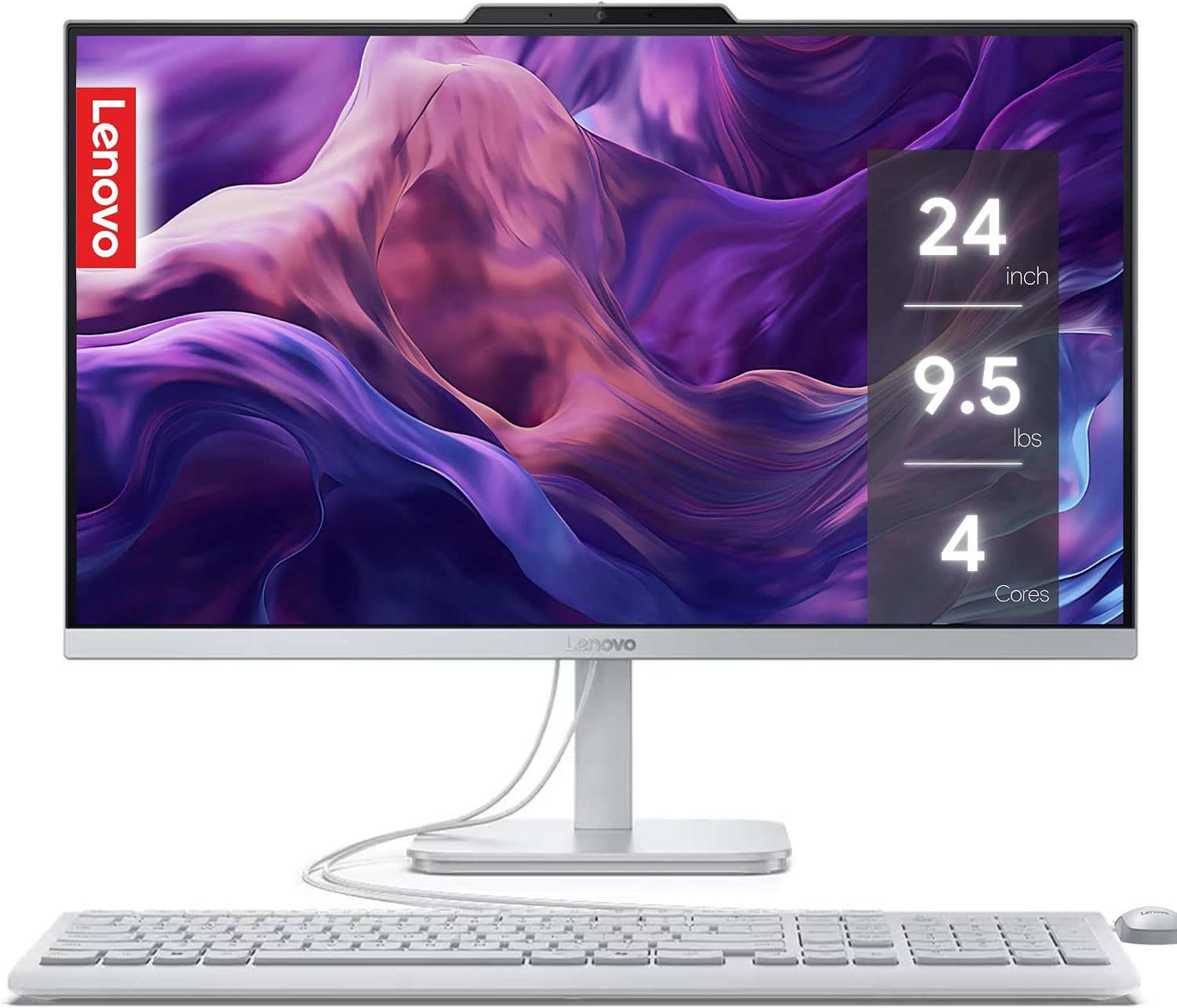Lenovo IdeaCentre Everyday Tasks 24″ Full HD All-in-One Desktop Computer • Office 365 for Web • Intel 4-Cores • 256GB SSD • 8GB RAM • KB and Mouse • Windows 11