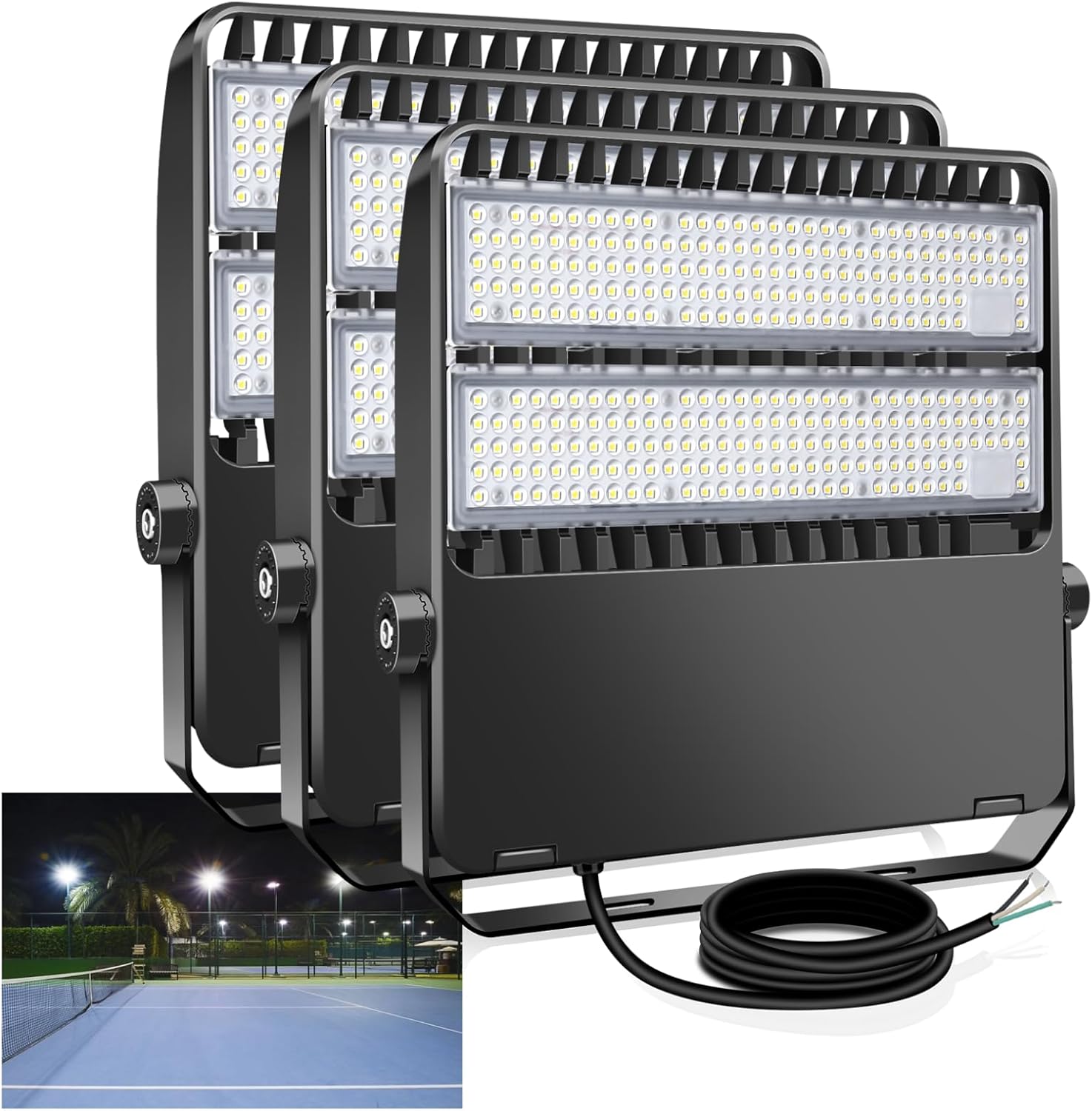 240W 3-Pack LED Stadium Lights for Sports Arena & Parking Lot | 36000LM 5000K 120°Wide Angle,Super Bright Shoe Box Flood Light 110-277V,Outdoor High Mast Fixture