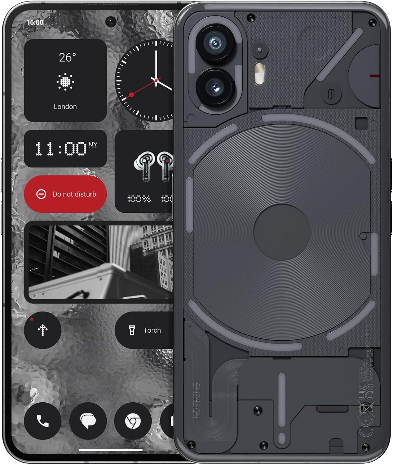 Nothing Phone (2) Smartphone, 12GB+256GB, Flagship Snapdragon 8+ Gen 1 Processor, 50MP Dual Camera, 6.7” 120Hz LTPO OLED Display, 4700mAh Battery, Glyph Interface, Dark Grey