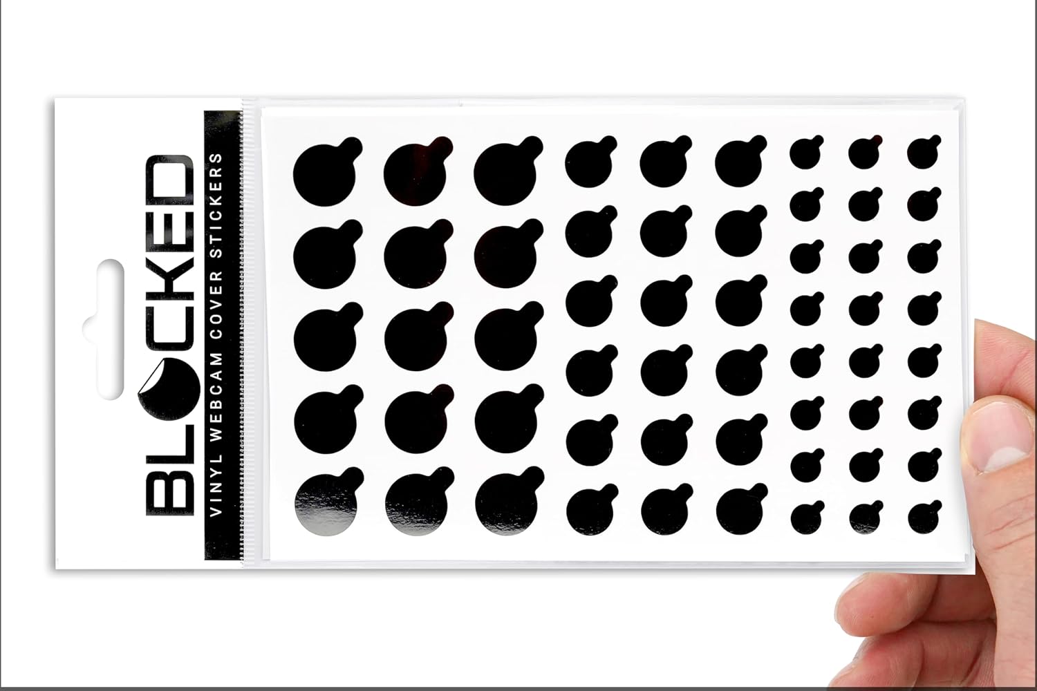 The Original Vinyl Webcam Cover Stickers | Restickable & Stackable Privacy Covers | for All Camera-endable Devices | 3-Sizes | 57 Black Tabbed (Ultra Glossy)