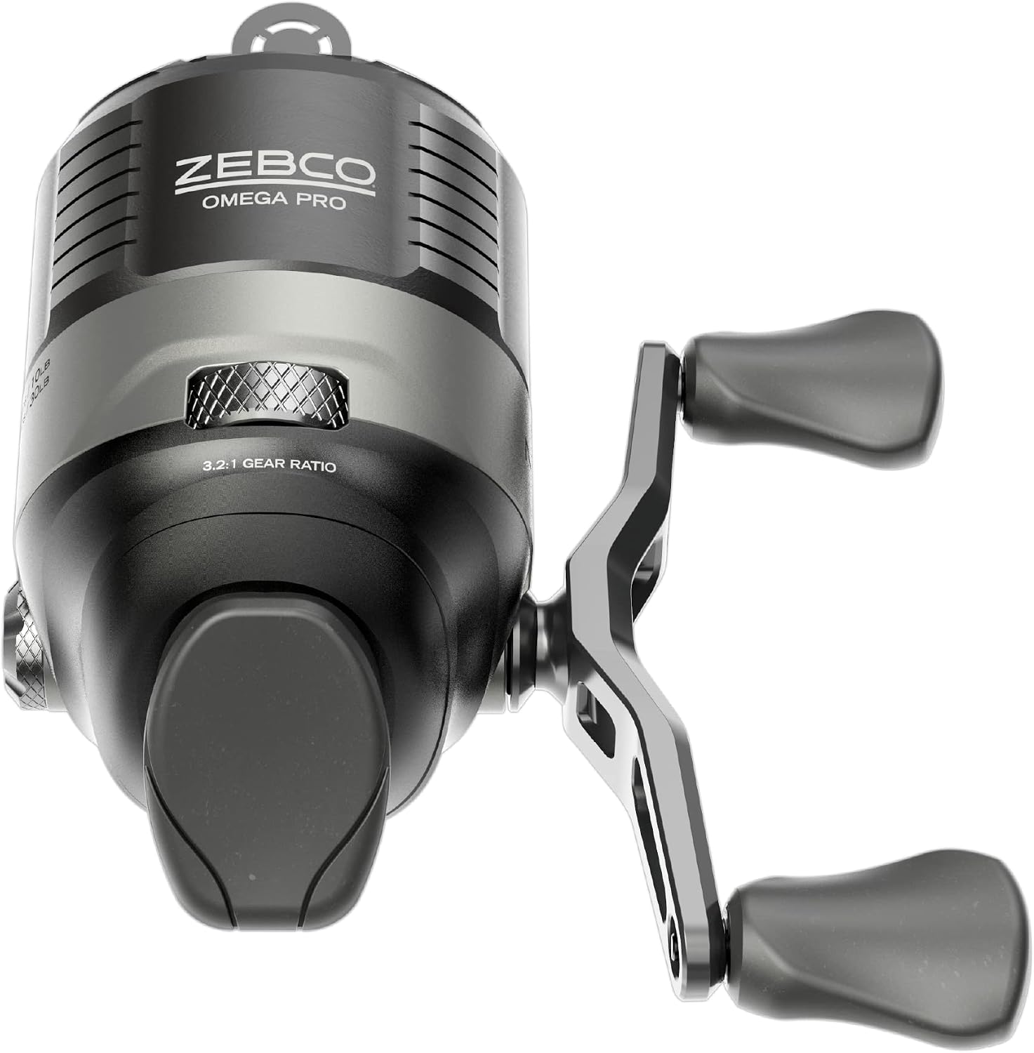 Zebco Omega Pro Spincast Fishing Reel, Dual Ceramic Pick-up Pins, Solid-Brass Pinion Gear, GlideLine ll Line Retrieval System, Pre-Spooled