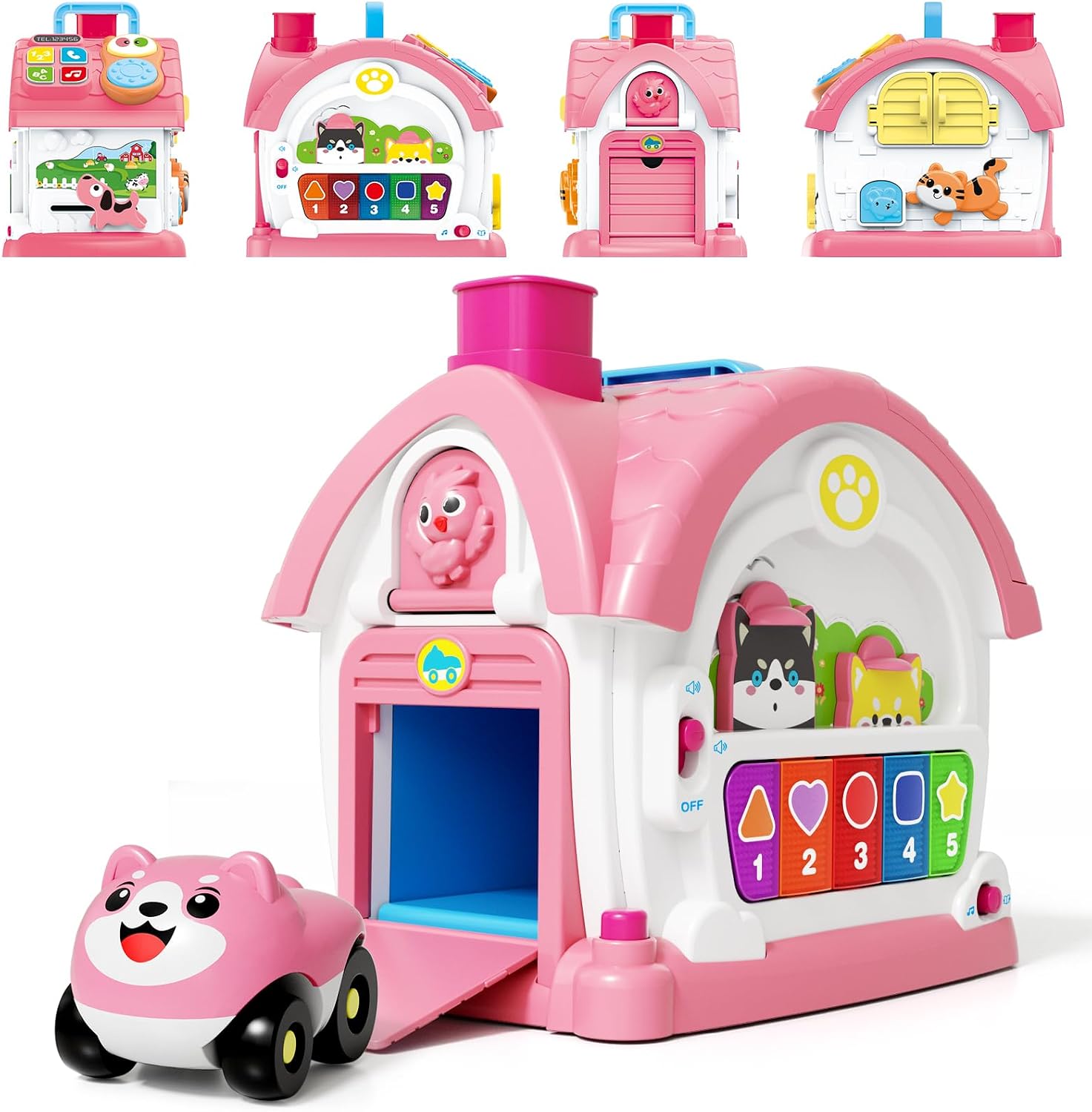 Montessori Toys for 2 3 4 Year Old Girl Gift, Musical Learning House with Lights & Sounds, Interactive Musical Toys for Baby Girls 18 Months, Toddler Toy for 2 3 4 Year Old Girl