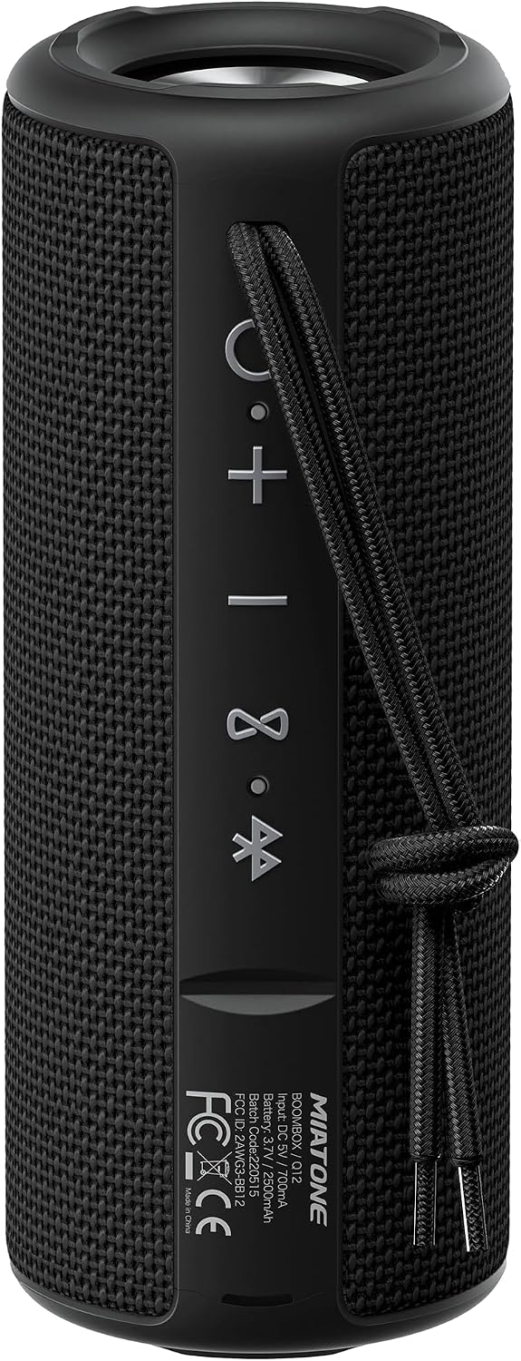 MIATONE Boombox Outdoor Portable Bluetooth Speaker Waterproof Wireless Speakers – Black