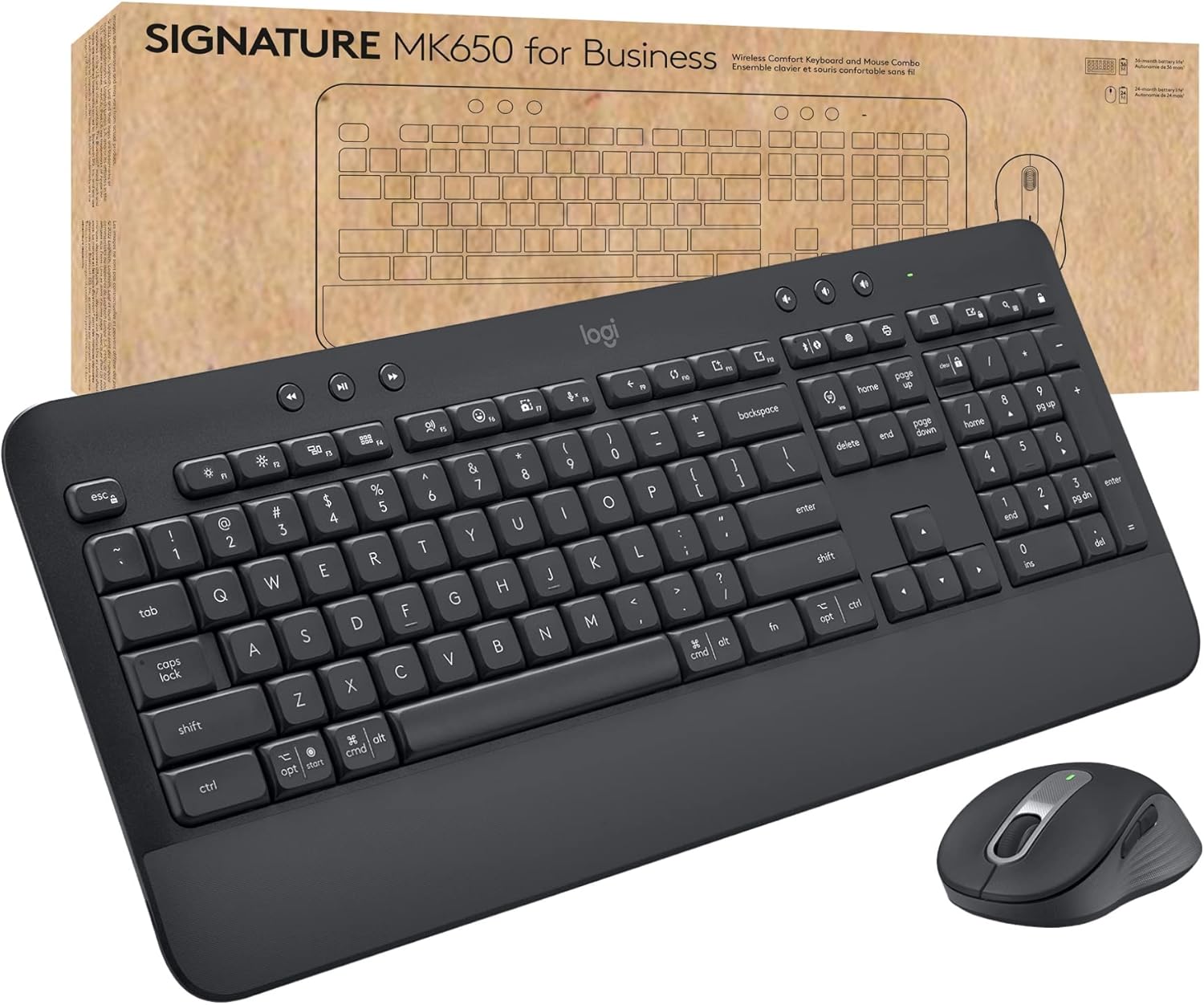 Logitech Signature MK650 Combo for Business Keyboard and Mouse – Graphite | Logi Bolt, Bluetooth, SmartWheel, globally certified, Windows, Mac, Chrome, Linux compatible, designed for business