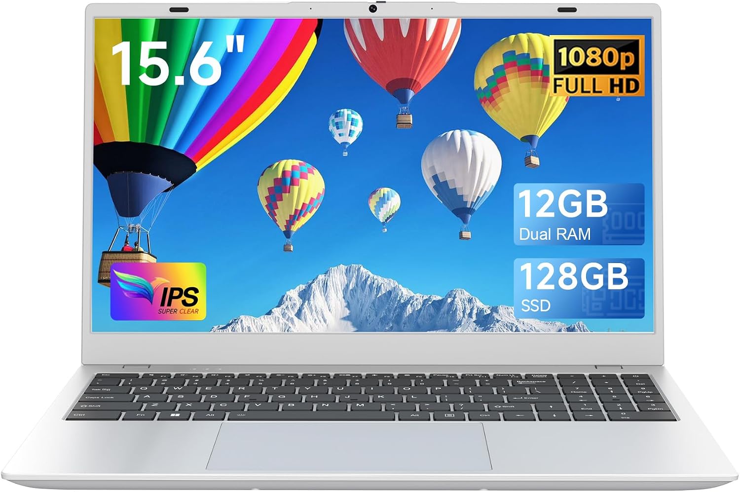 Laptop Computer, 15.6 Inch FHD IPS Display, 12GB RAM 128GB SSD, Pentium Gold 6500Y Up to 3.4GHz, USB-C, HDMI, WiFi 5, Bluetooth 5.0, Lightweight Laptop for Students, Home Office & Business