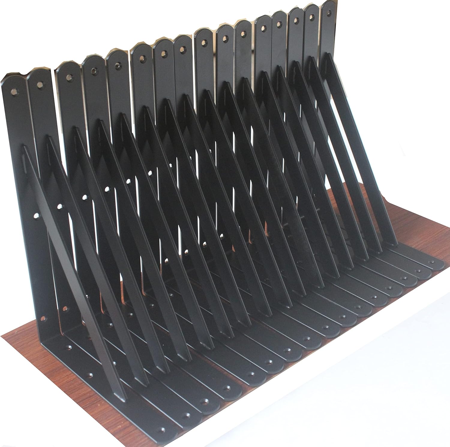 12 Pack L12 x H 8″ Black Heavy Duty Shelf Brackets with Screws Metal Shelf Brackets Shelf Support Angle Brackets for Shelves L Brackets Heavy Duty Floating Shelf DIY