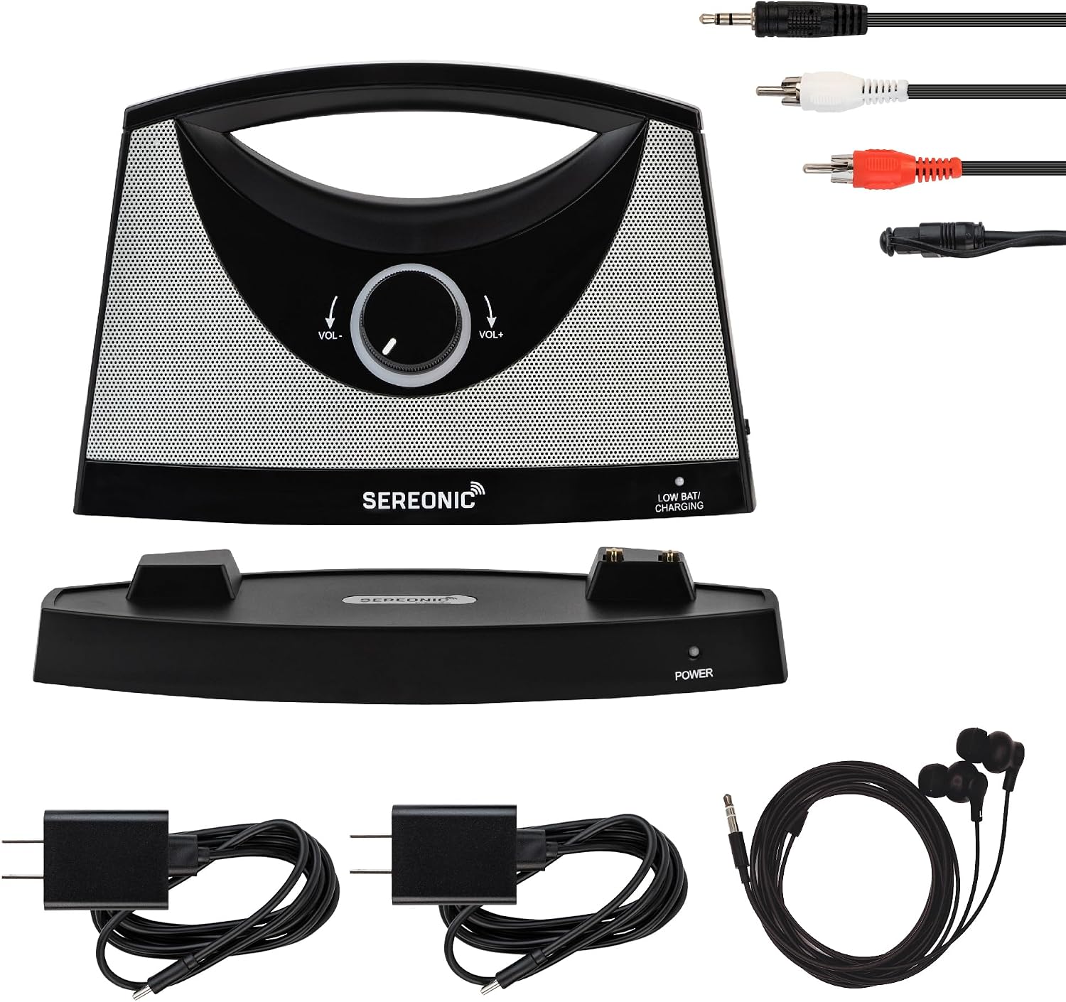 SEREONIC PRO Portable Wireless TV Speakers for Smart TV Without The Blaring Volume, Ideal for Elderly and Hard of Hearing with Extra Earbuds and Power Adapter – 100ft Range (Classic)