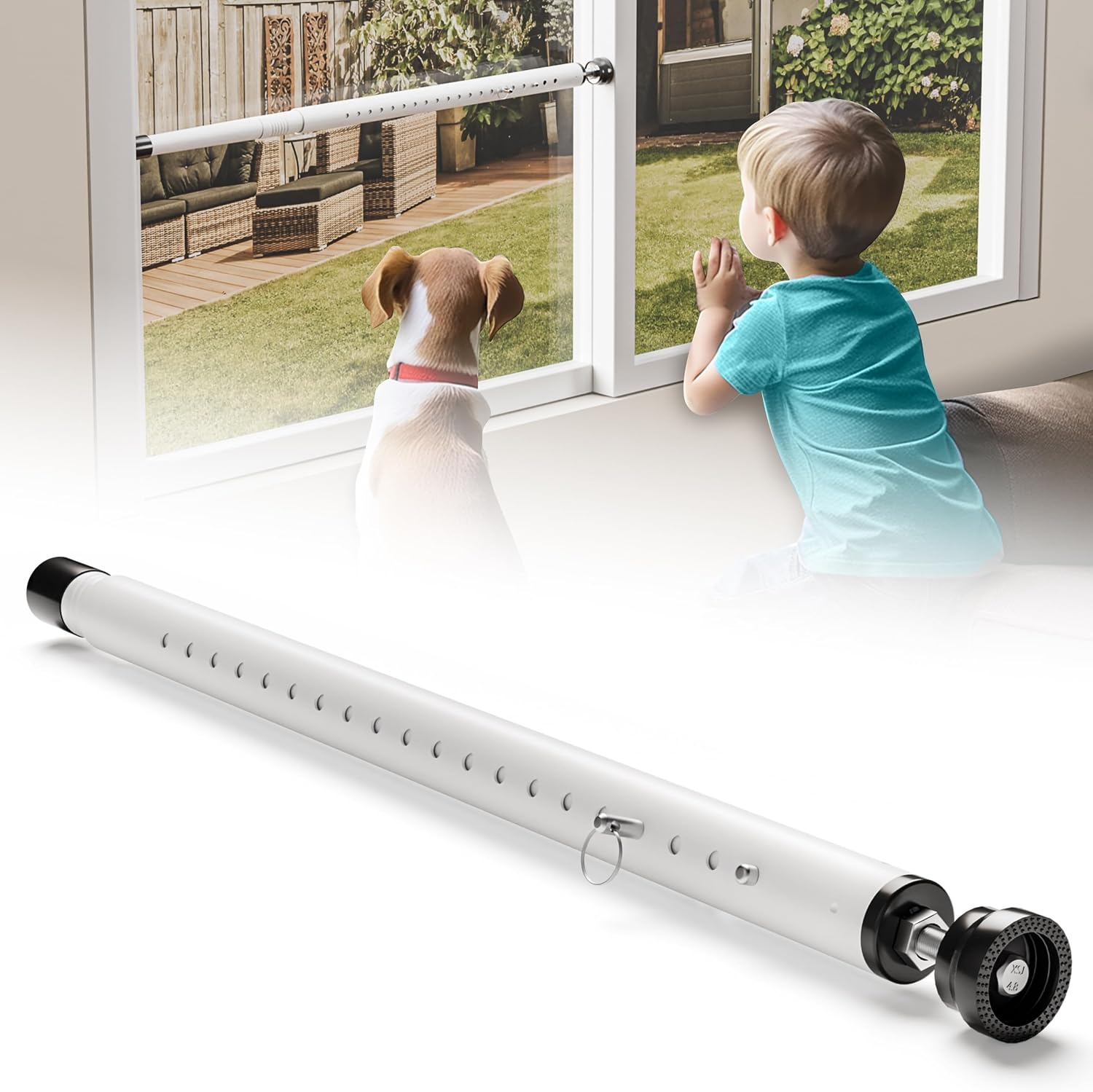 Sliding Door Security Bar,17-50 inch Adjustable Window Security Bars with Rubber Tips for Sliding Glass Door/Home Apartment/Child Safety/Burglar Proof (White – 1 Pack)