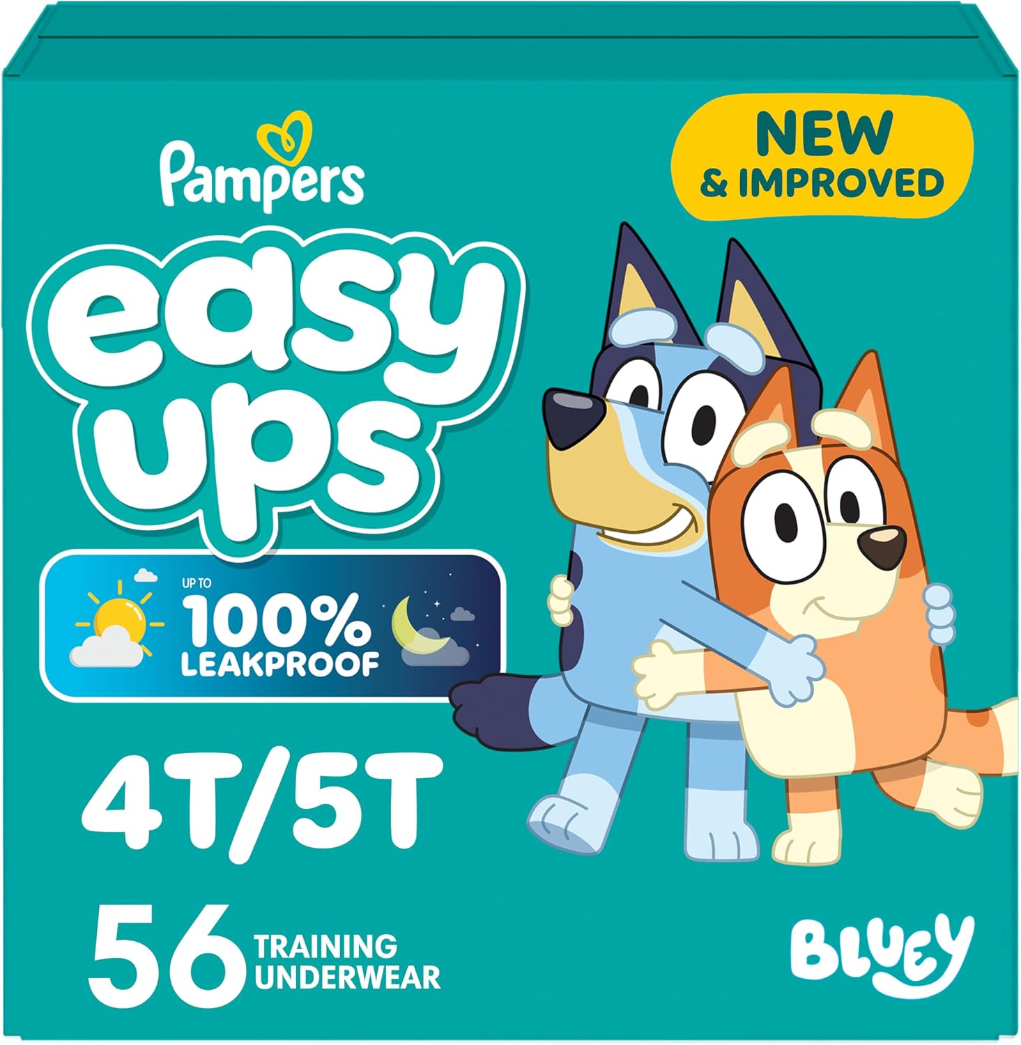Pampers Training Pants – Easy Ups Boys & Girls Bluey – Size 4T-5T, 56 Count, Children’s Potty Underwear (Packaging May Vary)