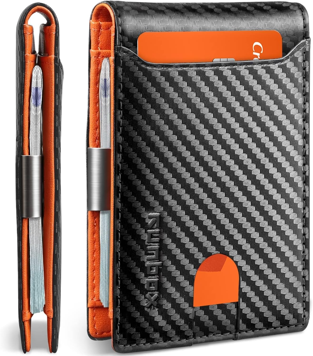 RUNBOX Slim Wallets for Men – Leather Money Clip Mens Wallet – RFID Blocking Front Pocket Bifold Wallet – Thin Credit Card Holder with Gift Box