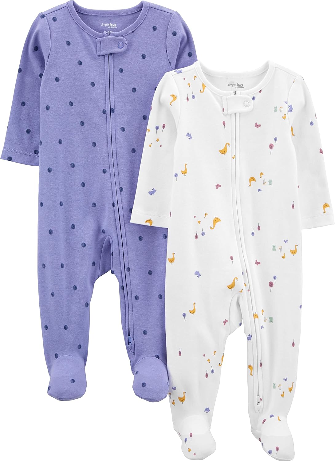 Simple Joys by Carter’s Baby Girls’ Cotton Footed Sleep and Play, Pack of 2