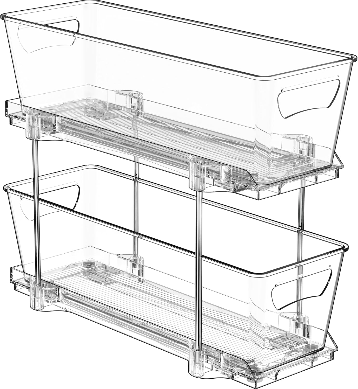 Simple Houseware 2 Tier Narrow Drawer Cabinet Pull-Out Organizer, Clear
