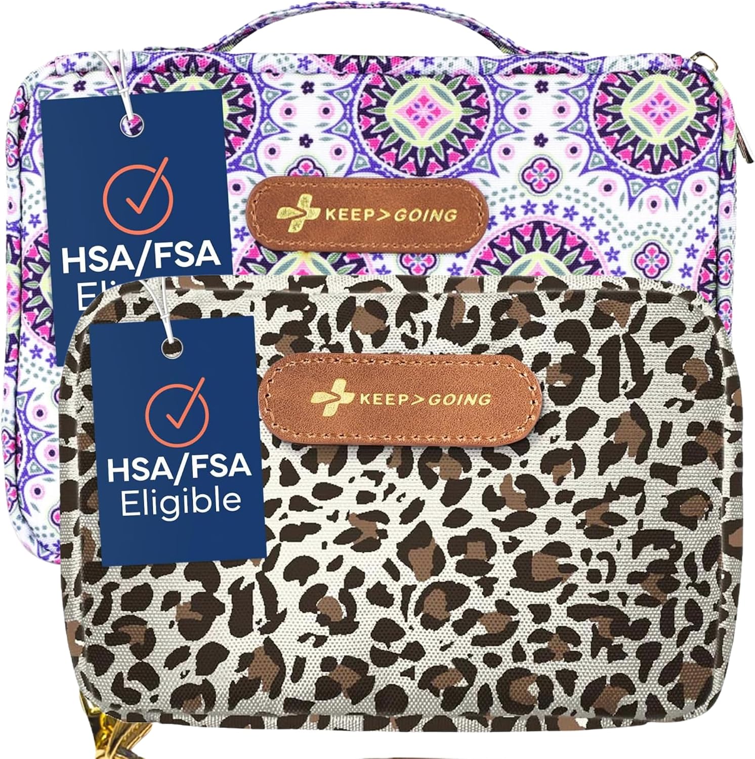 Keep Going Travel First Aid Kit Bundle of 2 Kits, First Aid Kit for Car, Home, Dorm, & Boat with Latex-Free Bandages – Travel Kit Bundle for Families