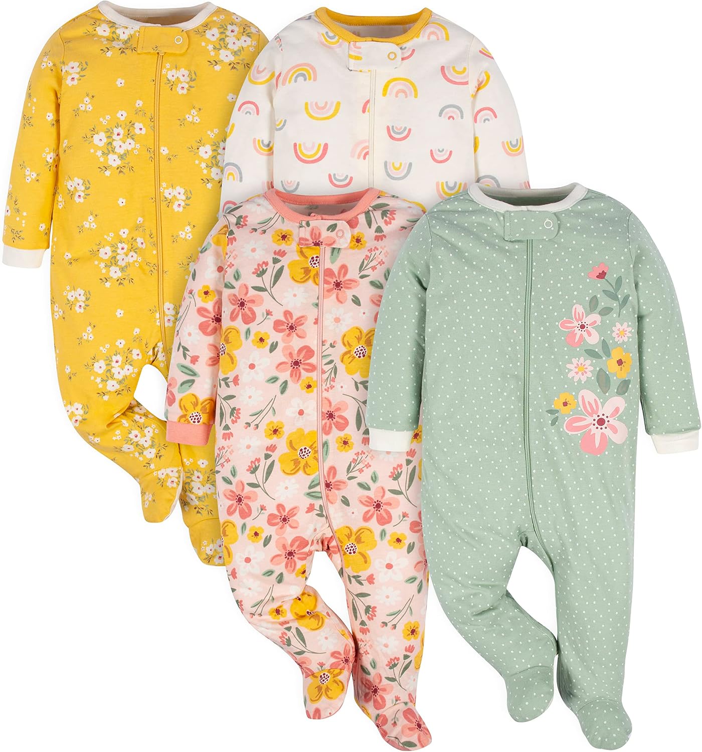 Gerber Baby Girls 4-Pack Sleep ‘N Play Footie