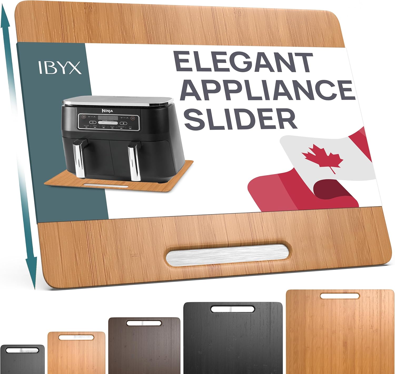 Ibyx Elegant Appliance Slider – Sliding Tray for Coffee Maker & Heavy Kitchen Appliances, Easy Slide, Made of Premium Bamboo, Space-Saving Kitchen Organizer, 40 lb Capacity, Natural – 16 x 13 Inch