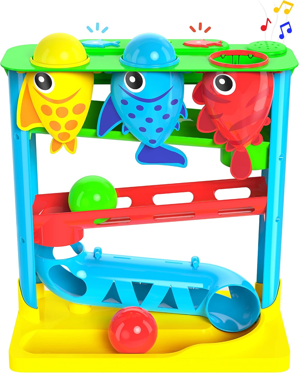 Move2Play, Feed The Fish | 30+ Fin-Tastic Songs & Phrases | Baby & Toddler Musical Toy | First Birthday Present for 1+ Year Old | Ages 6-24 Months | Boy & Girl Ball Drop Toy