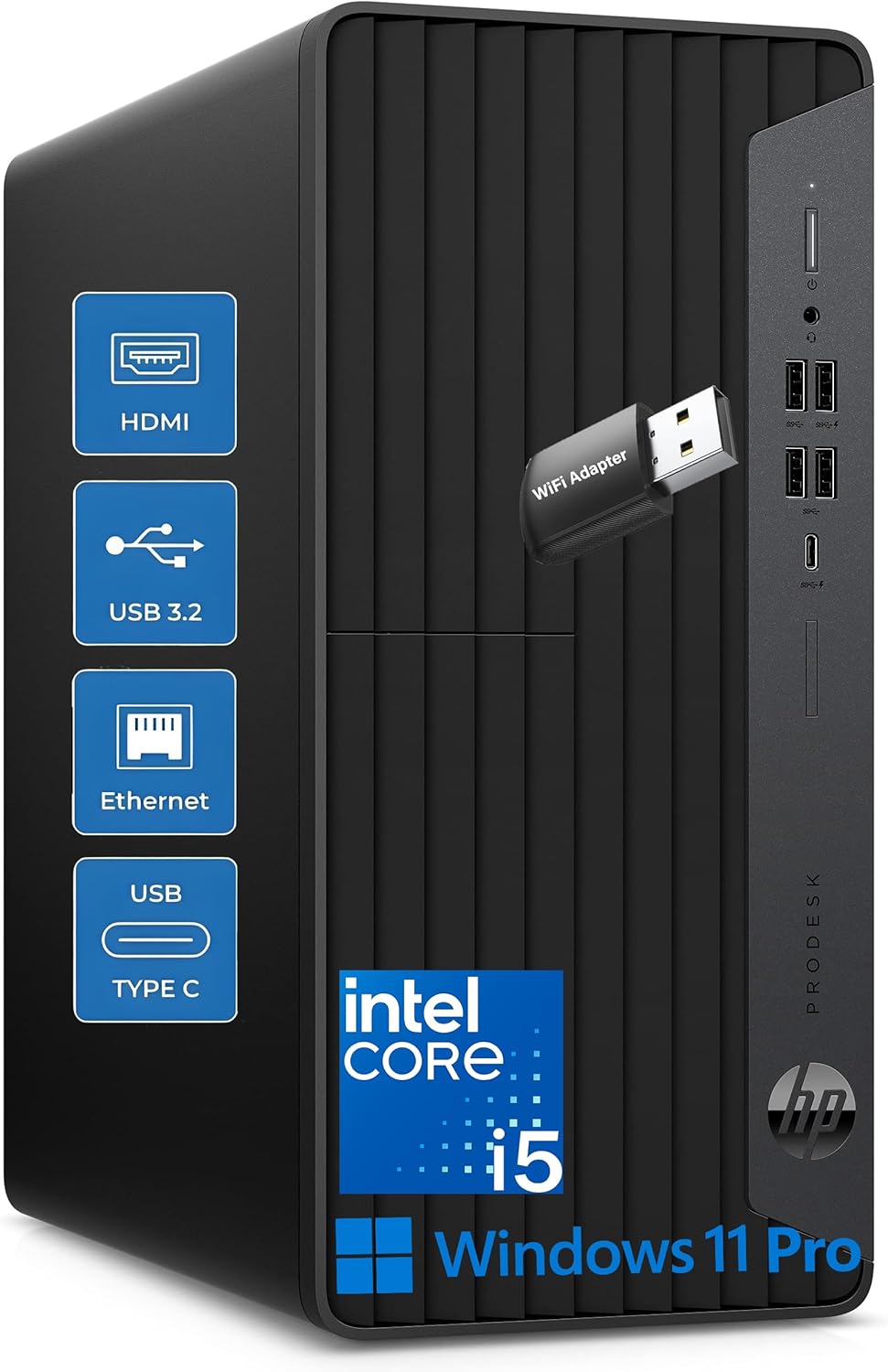 HP ProDesk 600 Desktop Computer for Office Business & Home Daily use, Intel i5-10400F, 16GB DDR4 RAM, 1TB PCIE SSD, 4K Display Supported, WiFi Adapter, Windows 11 Pro, Keyboard & Mouse Included