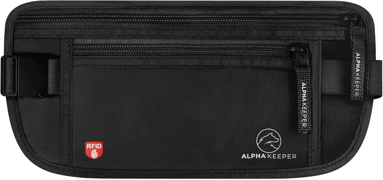Alpha Keeper Money Belt for Travel for Men Hidden RFID Passport Holder