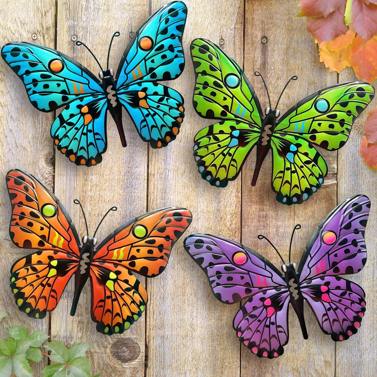 Metal Butterfly Wall Decor – 9.6″ Outdoor Fence Wall Art Decor, Hanging Decoration for Garden Yard Living Room Bedroom Patio Balcony(4 Pack)