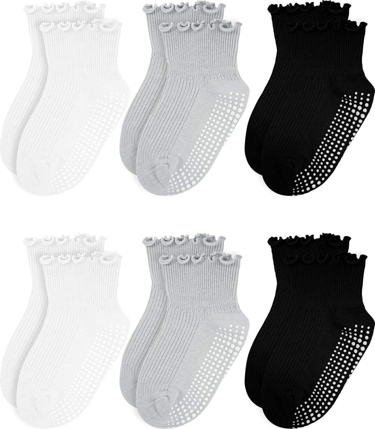 Baby Ruffle Socks – Toddler Girls Non-Slip Socks with Grips – Indoor Soft Cotton Frilly Ankle Sock