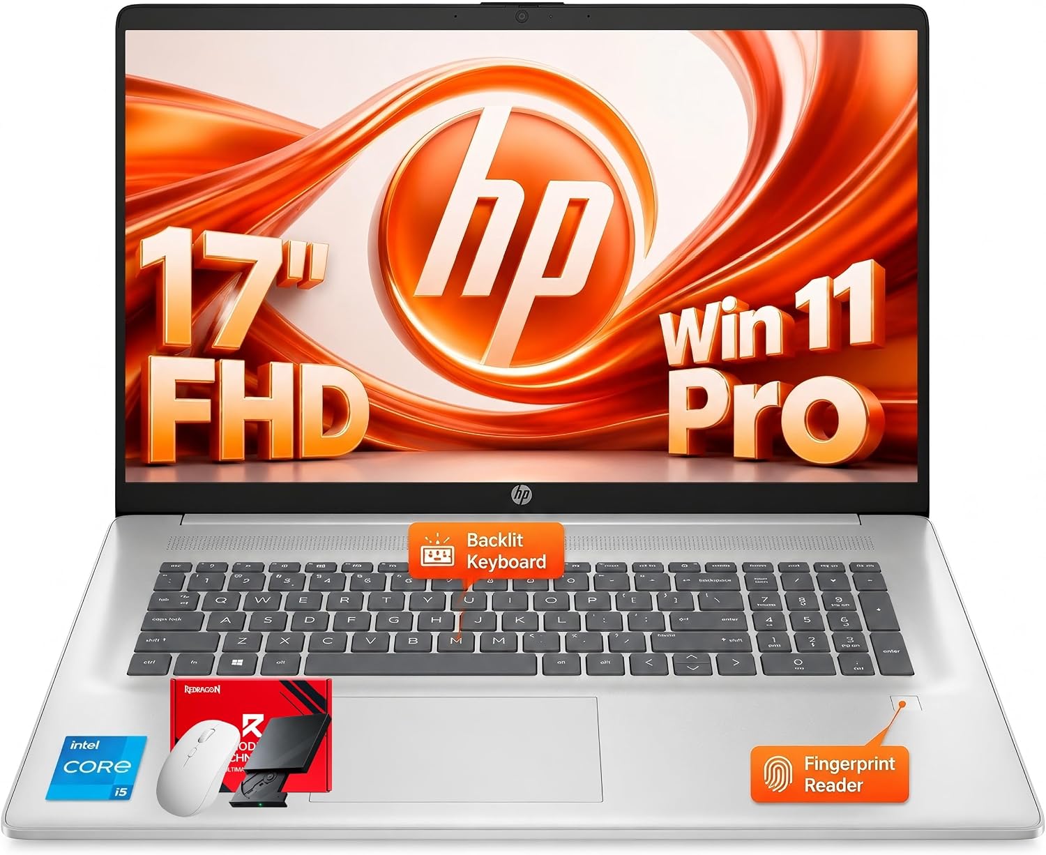 HP 17.3″ FHD Business Laptop (2026), Intel 10-Core i5-1334U (Up to 4.6 GHz), 32GB RAM, 1TB NVMe SSD, Backlit Keyboard, Fingerprint Reader, Wi-Fi 6, Windows 11 Pro, Natural Silver