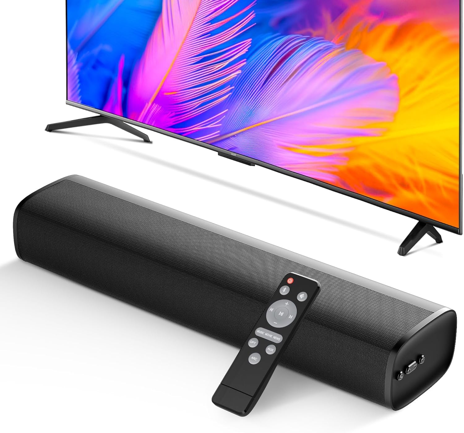 MZEIBO Sound Bar, 50W Soundbar for Smart TV Bluetooth 5.3 Speaker 17Inch with ARC/Optical/AUX Connection Surround for Home Theater Audio TV/PC/Gaming/Projectors