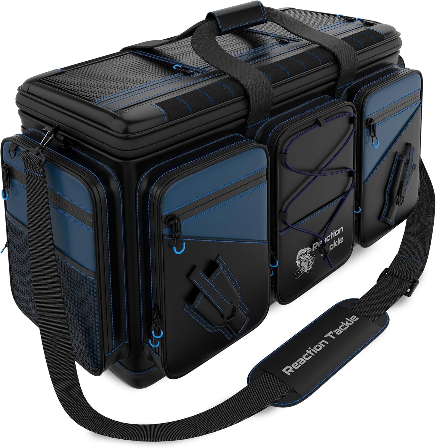 Reaction Tackle Saltwater Fishing Tackle Bags, Water Resistant 1000D PVC Tackle Box Bag with Removable Dividers, Fits 3600 and 3700 Trays, XL