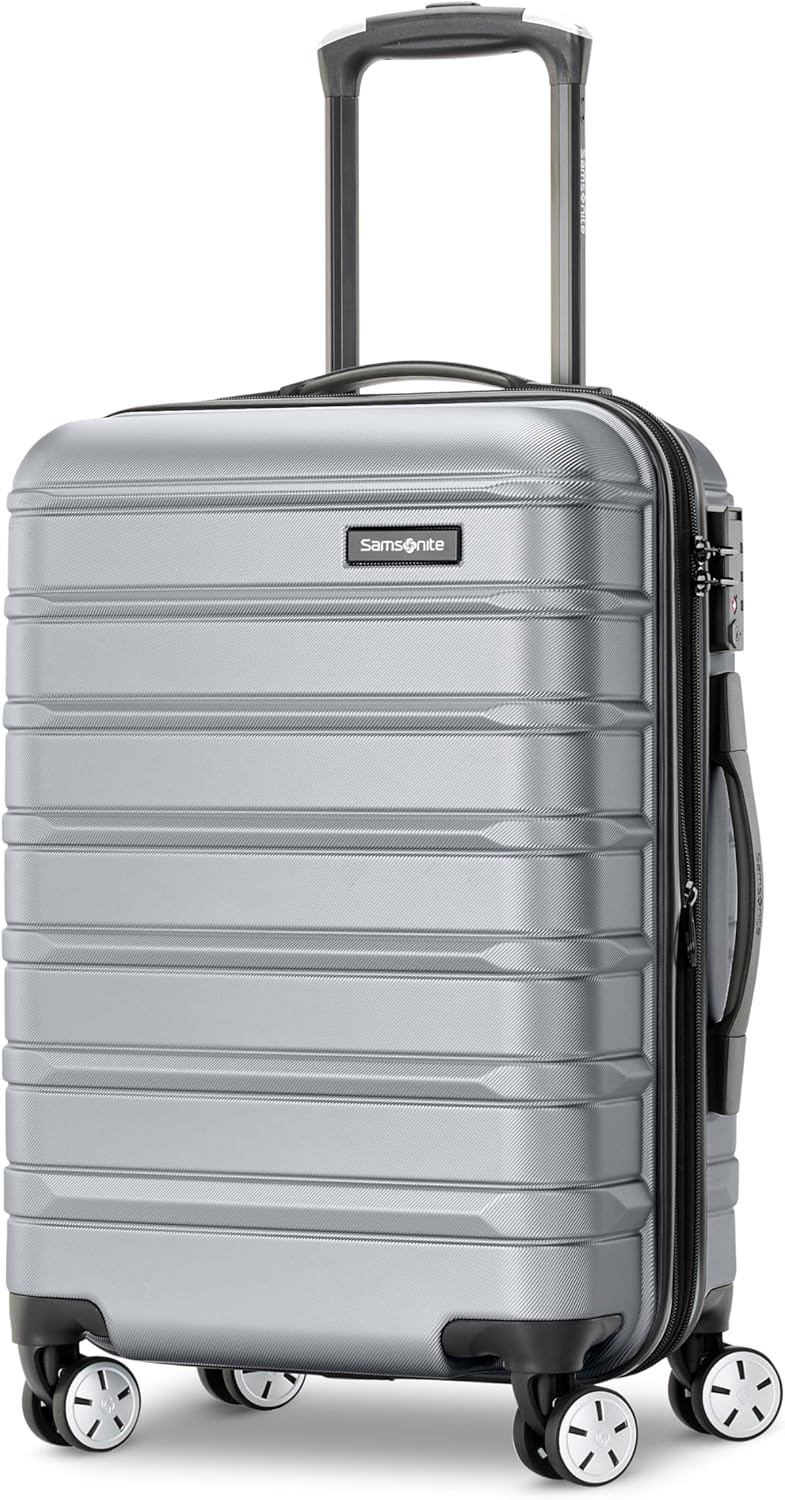 Samsonite Omni 2 Domestic Carry-On Luggage – 22x14x9 Airline-Approved – Features Expandable Polycarbonate Shell, 360° Wheels, TSA Lock – Amazon Exclusive – Artic Silver