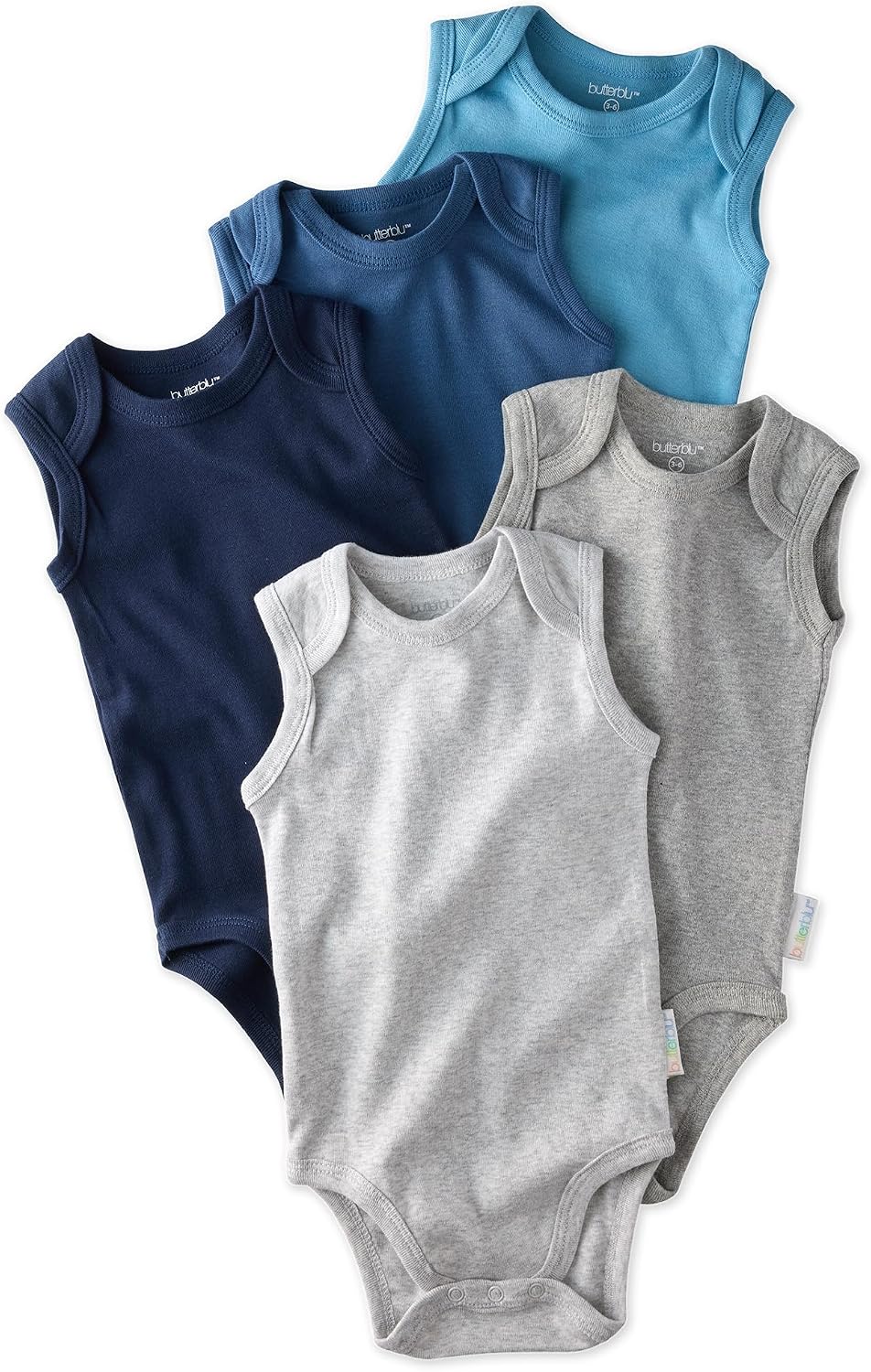 Butterblu Sam-Multipack Sleeveless Bodysuits 100% Organic Cotton for Baby Boys & Girls