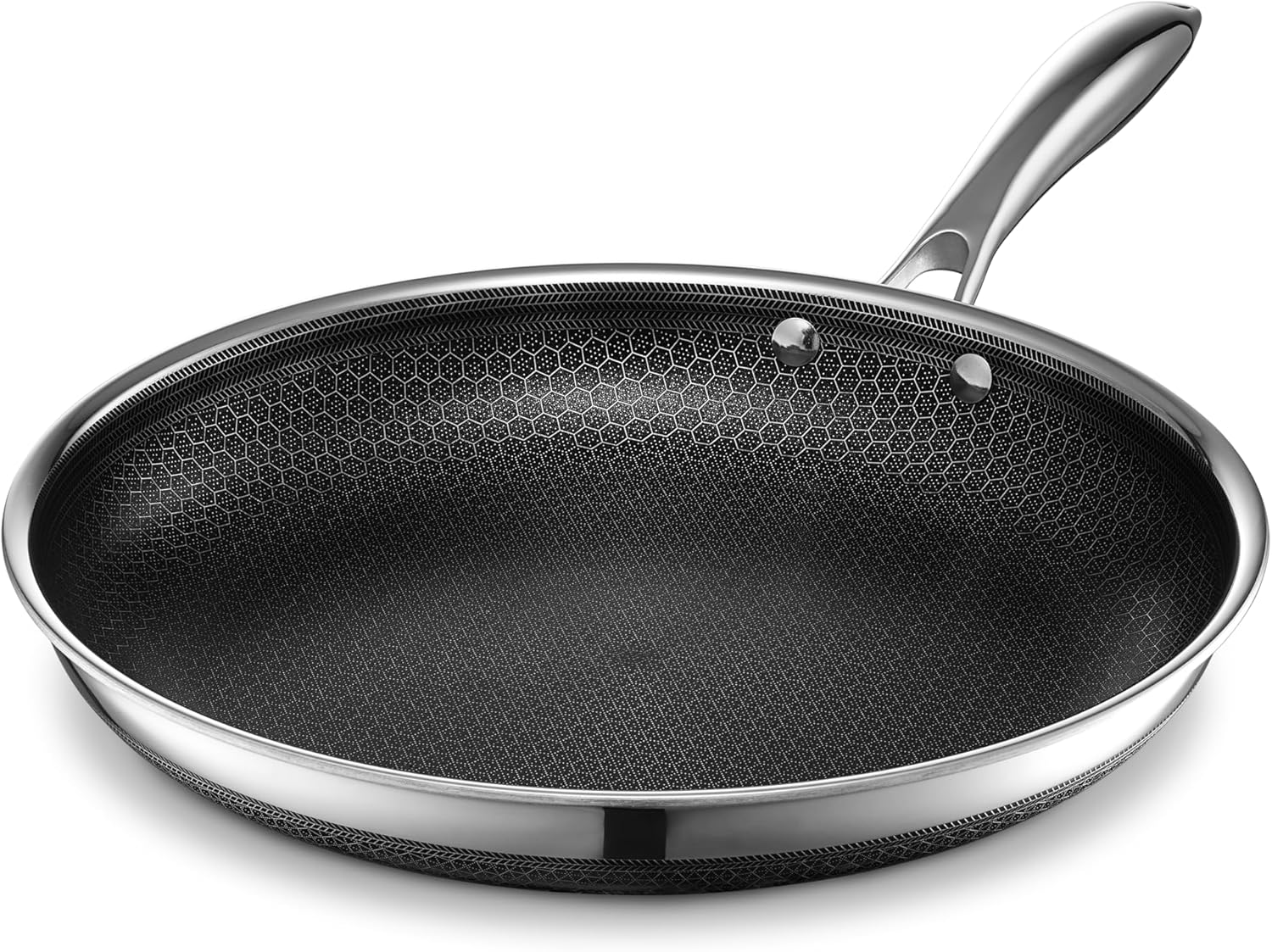 HexClad 12 Inch Hybrid Nonstick Frying Pan, Stay-Cool Handle, Dishwasher and Oven Safe, Induction Ready, Compatible with All Cooktops
