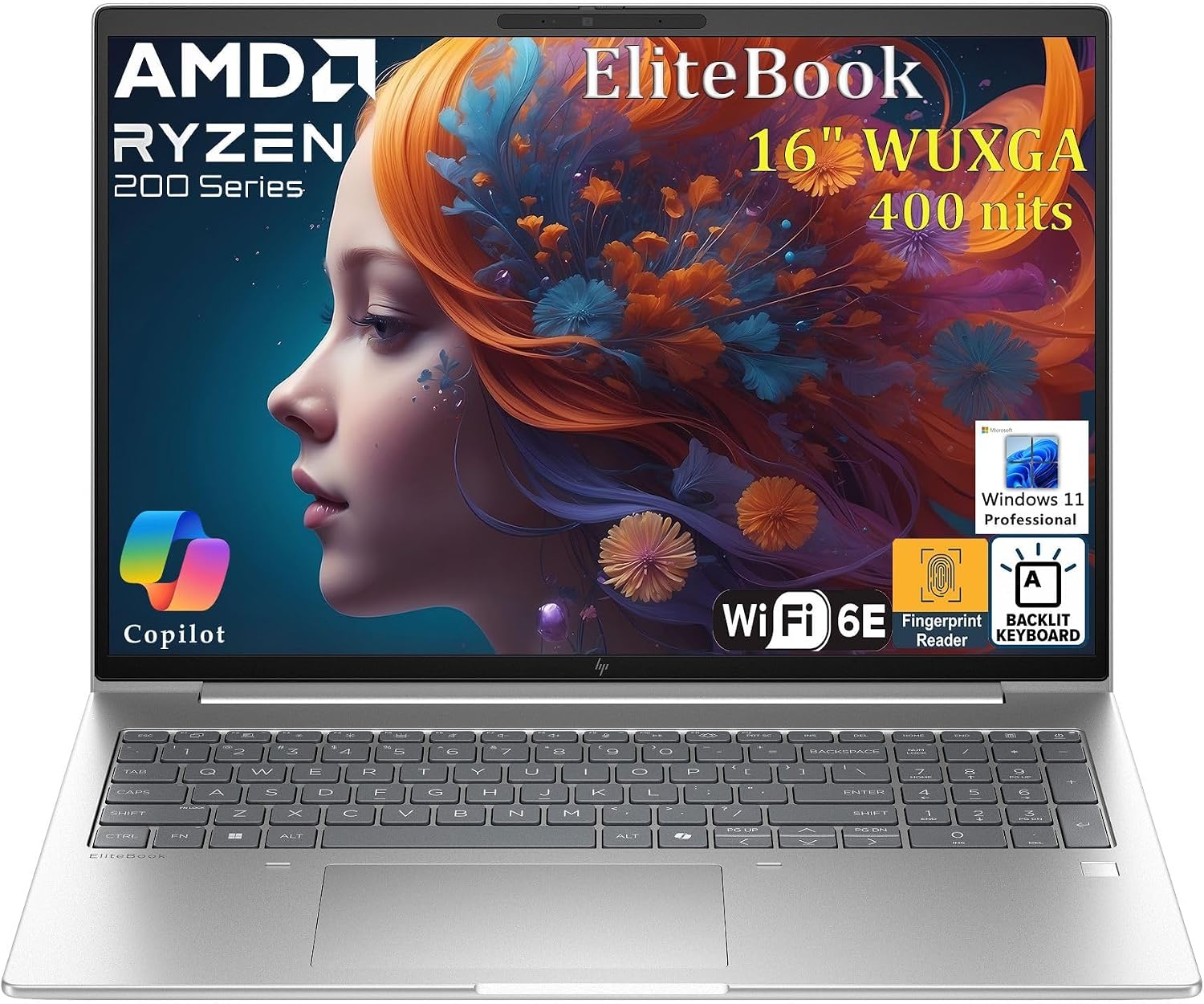 HP 2026 EliteBook 16″ Business Laptop, AMD Ryzen 5 200 Copilot AI PC, 32GB DDR5 RAM, 1TB PCIe SSD, FHD+, Enterprise Security, Fast Charging, WiFi 6E, Backlit KB, Fingerprint Reader, Windows 11 Pro