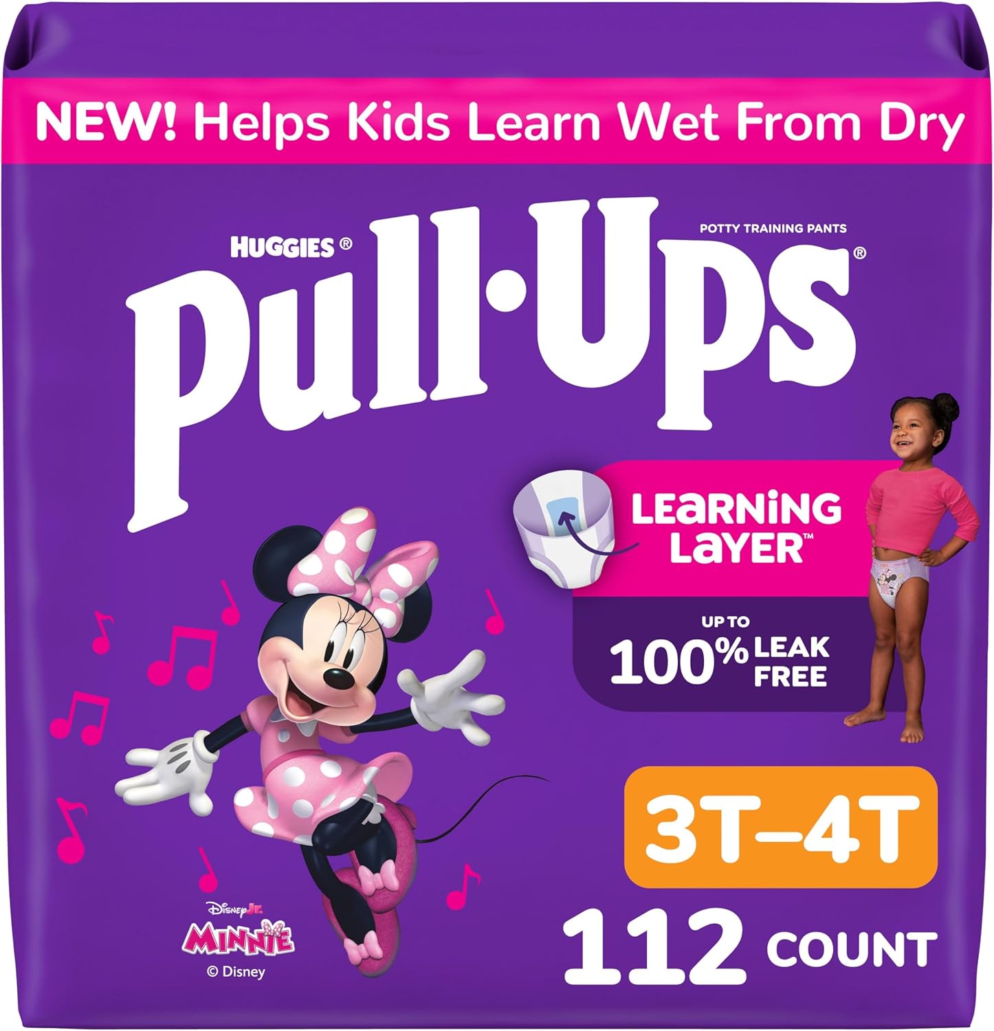 Pull-Ups Girls’ Potty Training Pants, Size 3T-4T Training Underwear (32-40 lbs), 112 Count