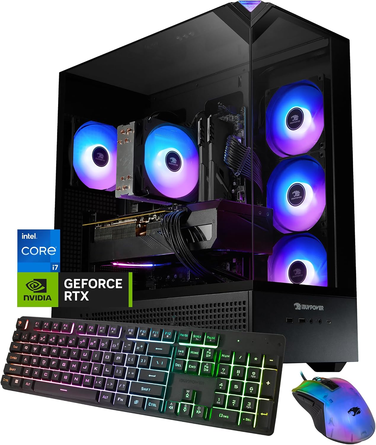 iBUYPOWER Element Gaming PC Desktop Computer Intel Core i7 14700F CPU, NVIDIA GeForce RTX 5070 12GB GPU, 32GB DDR5 RAM, 1TB NVMe SSD, Windows 11 Home, Gamer Keyboard and Mouse – EBI7N5704