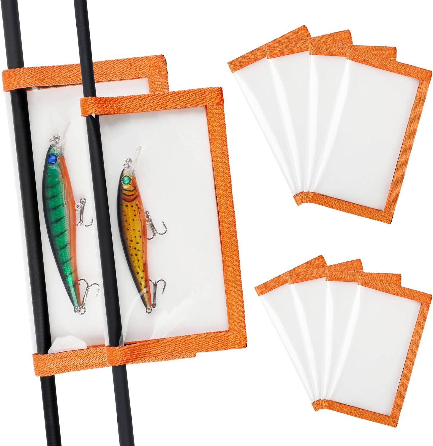 Fishing Lure Wraps,4 Packs Lure Covers Durable Clear PVC Fishing Hook Covers Keeps Fishing Safe Easily See Lures Fishing Hook Bait Storage Covers Fishing Gear