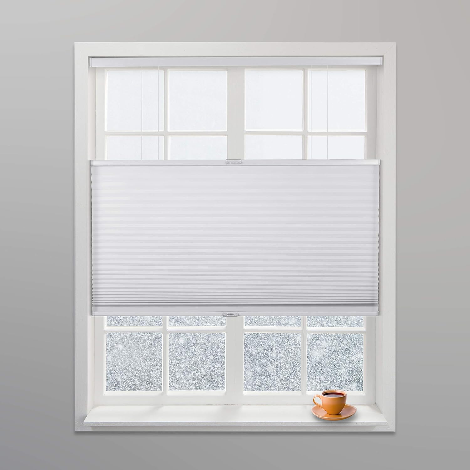 Arlo Blinds White Light Filtering Top Down Bottom Up Deluxe Cordless Cellular Shades – Size: 34″ W x 60″ H, Cordless Honeycomb Blinds