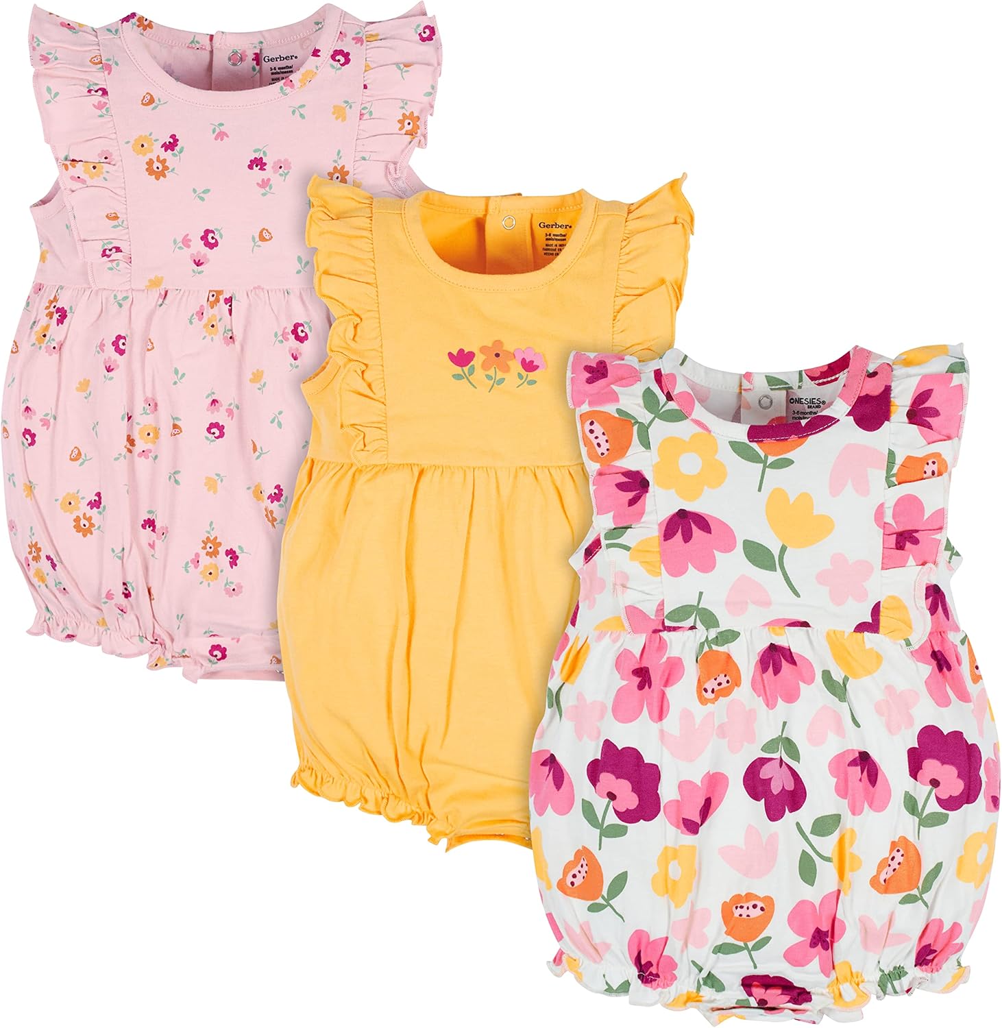 Onesies Brand Baby Girls 3-Pack Romper