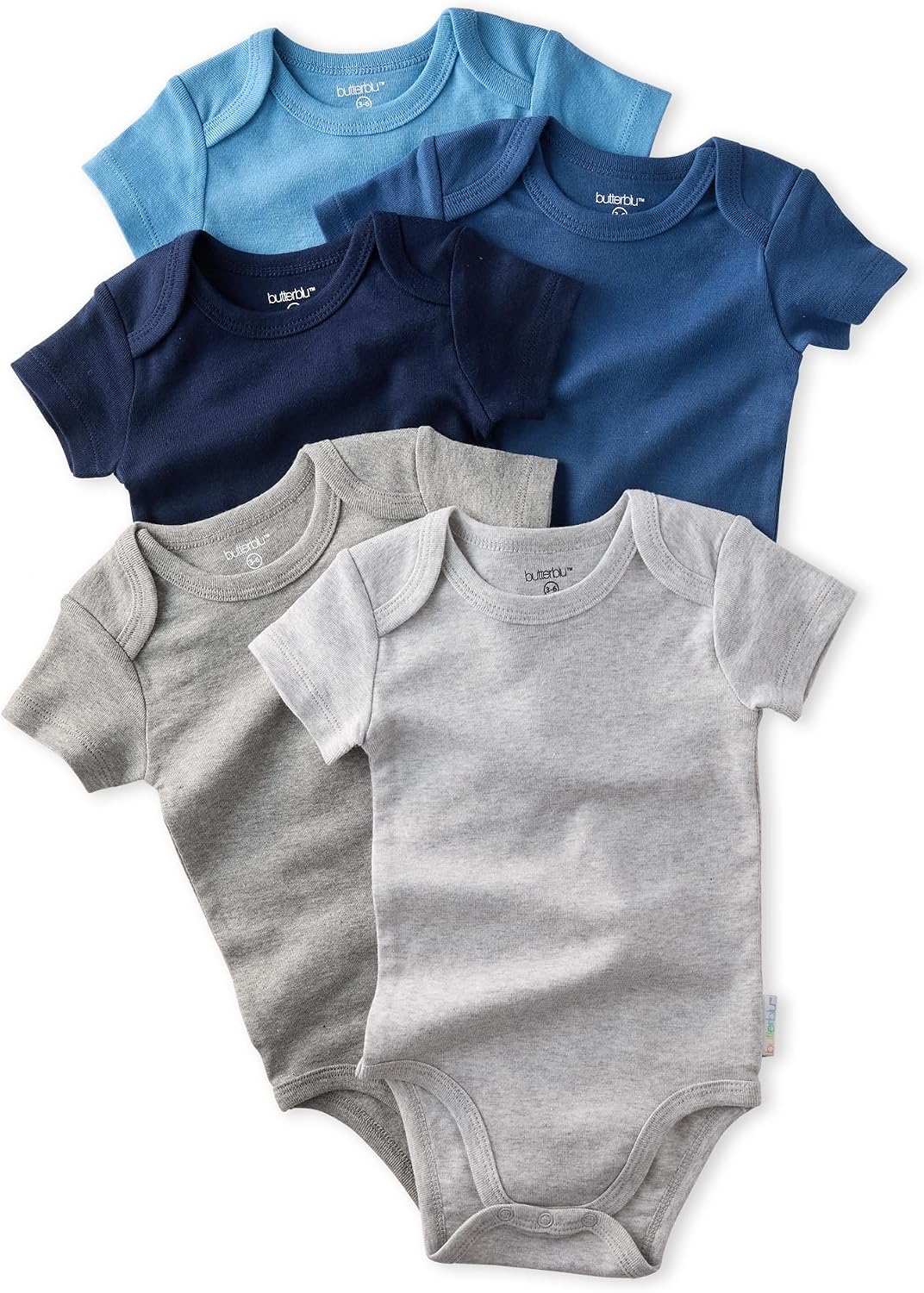 Butterblu Avery 5-Pack and 10-Pack Short Sleeve Bodysuits 100% Organic Cotton for Baby Boys & Girls