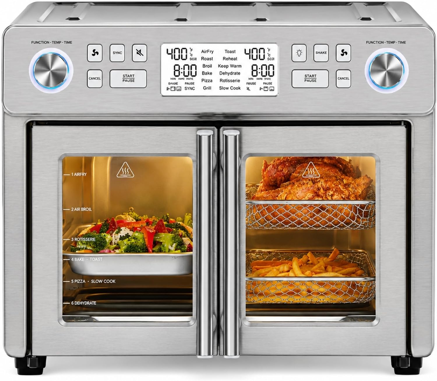 Emeril Lagasse Dual Zone 360 Air Fryer Oven Combo with French Door, 25 QT Extra Large, Cook Two Foods in Different Ways, Up to 60% Faster from Frozen to Finish