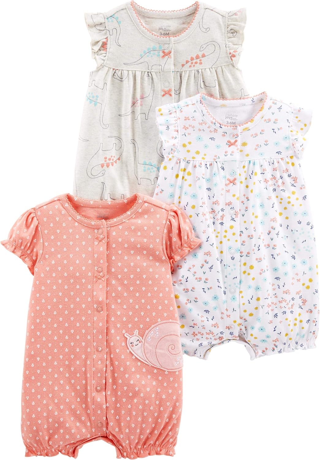 Simple Joys by Carter’s Baby Boys 3 pack Snap up Rompers