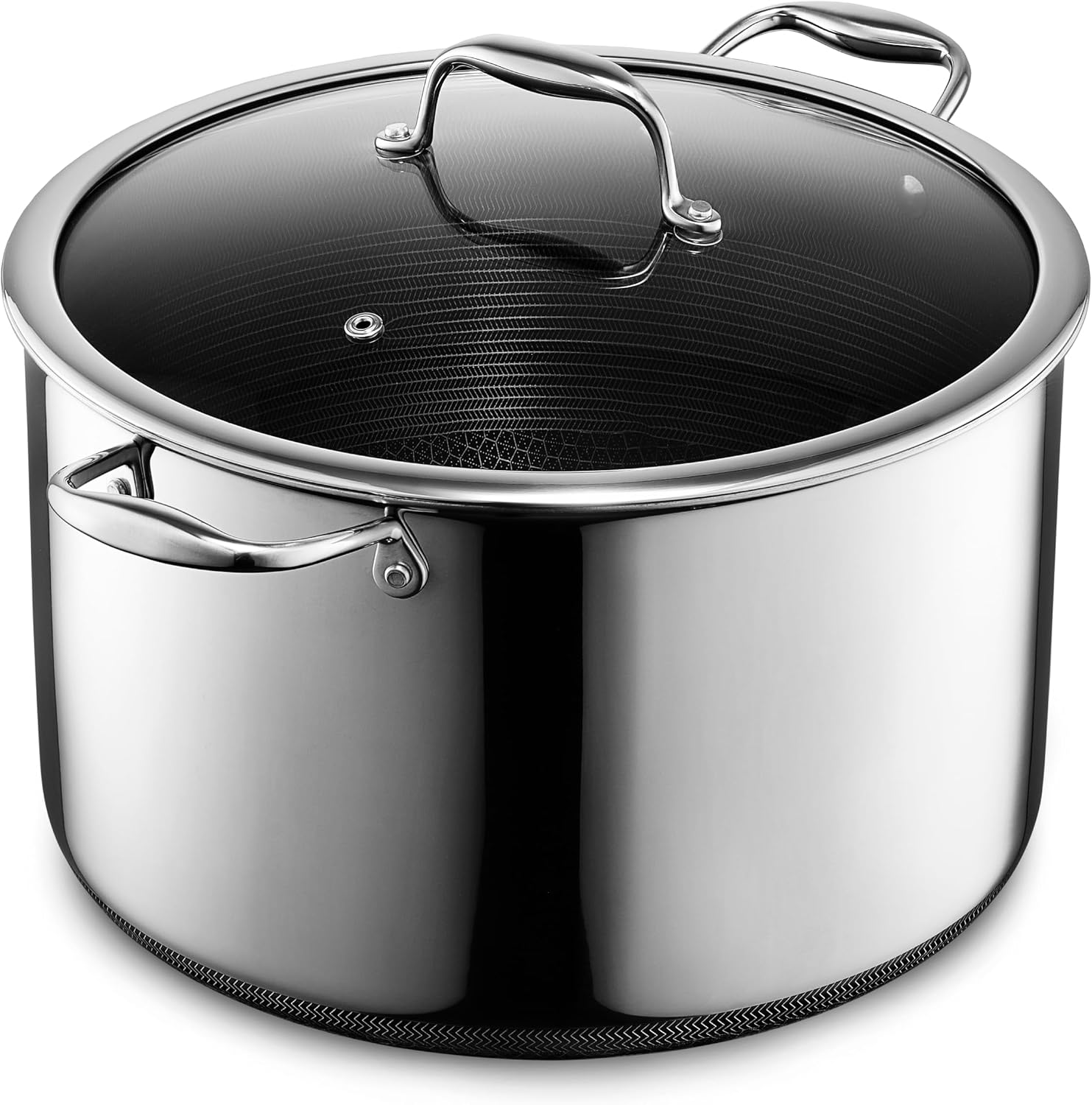 HexClad 12 Quart Hybrid Nonstick Stock Pot with Lid, Dishwasher Safe, Induction Ready, Compatible with All Cooktops