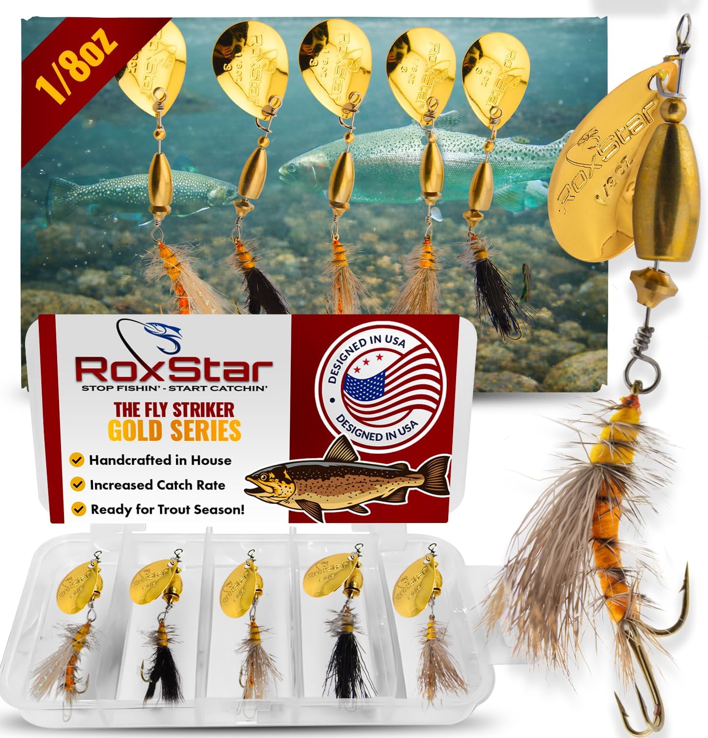 RoxStar Fly Strikers Proven Nationwide to Out-Fish Any Spinner | Hand-Tied in The USA | Most Versatile Fishing Spinner Ever! Trout, Bass, Steelhead