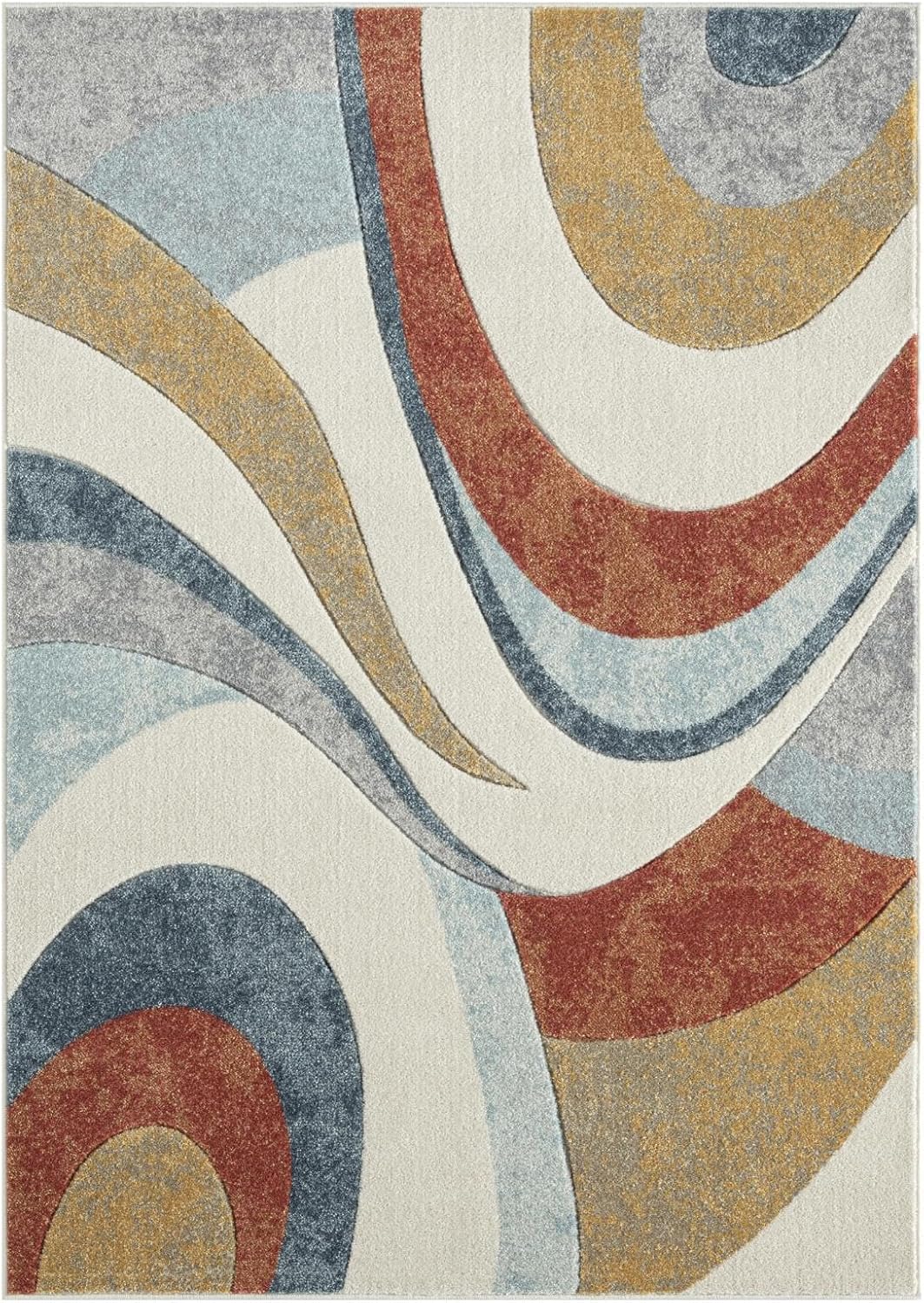 Home Dynamix Tribeca Slade Contemporary Abstract Area Rug, Blue/Rust, 7’10″x10’6″