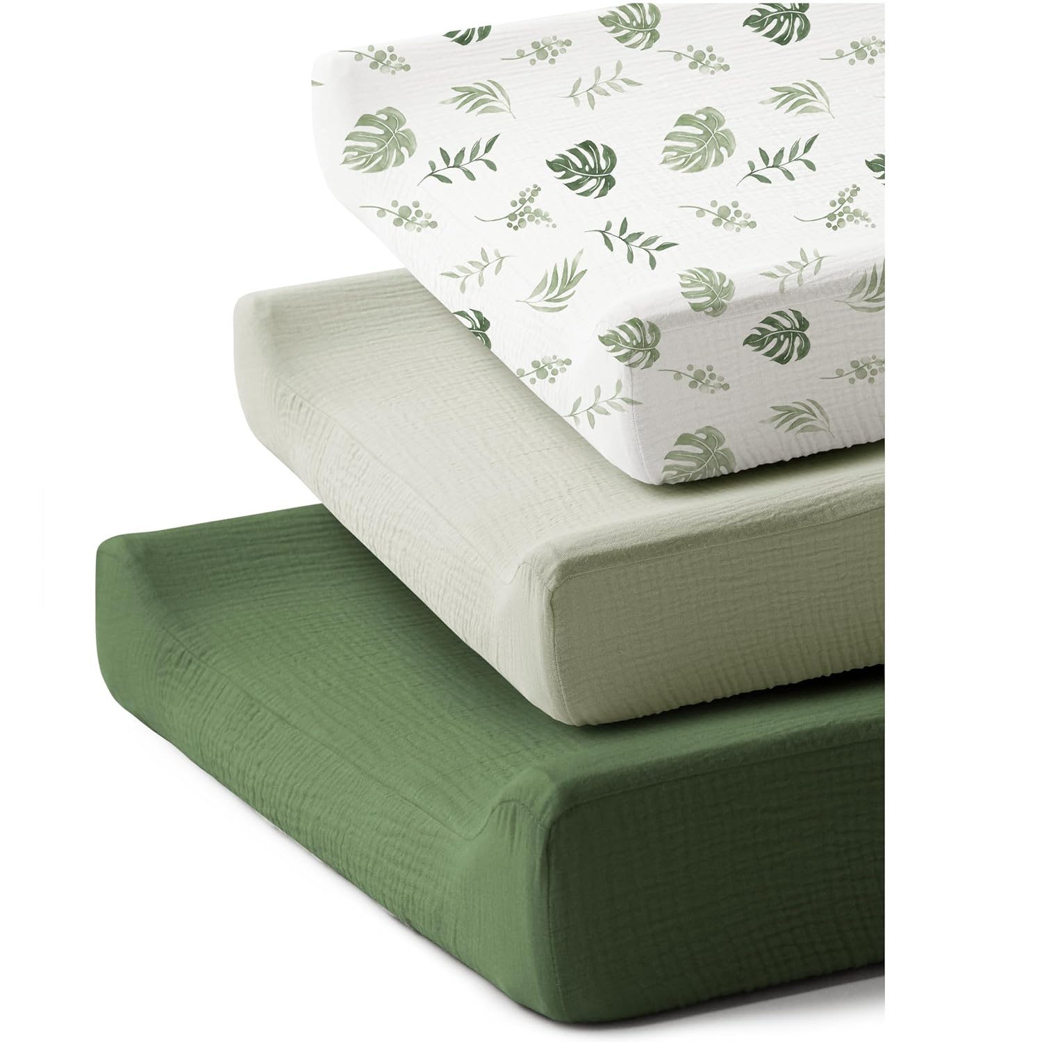 3 Pack Muslin Changing Pad Covers for Boys and Girls | 1OO% Soft Cotton Changing Table Cover, Breathable Baby Nursery Diaper Changing Pad Sheets