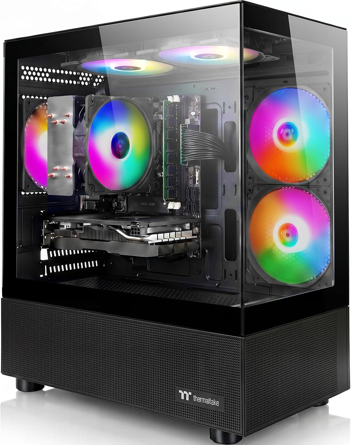 Budget Gaming PC Computers Desktop, Intel Core i7 up to 4.0GHz, GTX 1050 Ti 4GB, 16GB RAM, 512GB M.2 SSD, BX3 550W 80PLUS Bronze PSU, WiFi 5, RGB Fan x5, Windows 11 Home, prebuilt PC Black