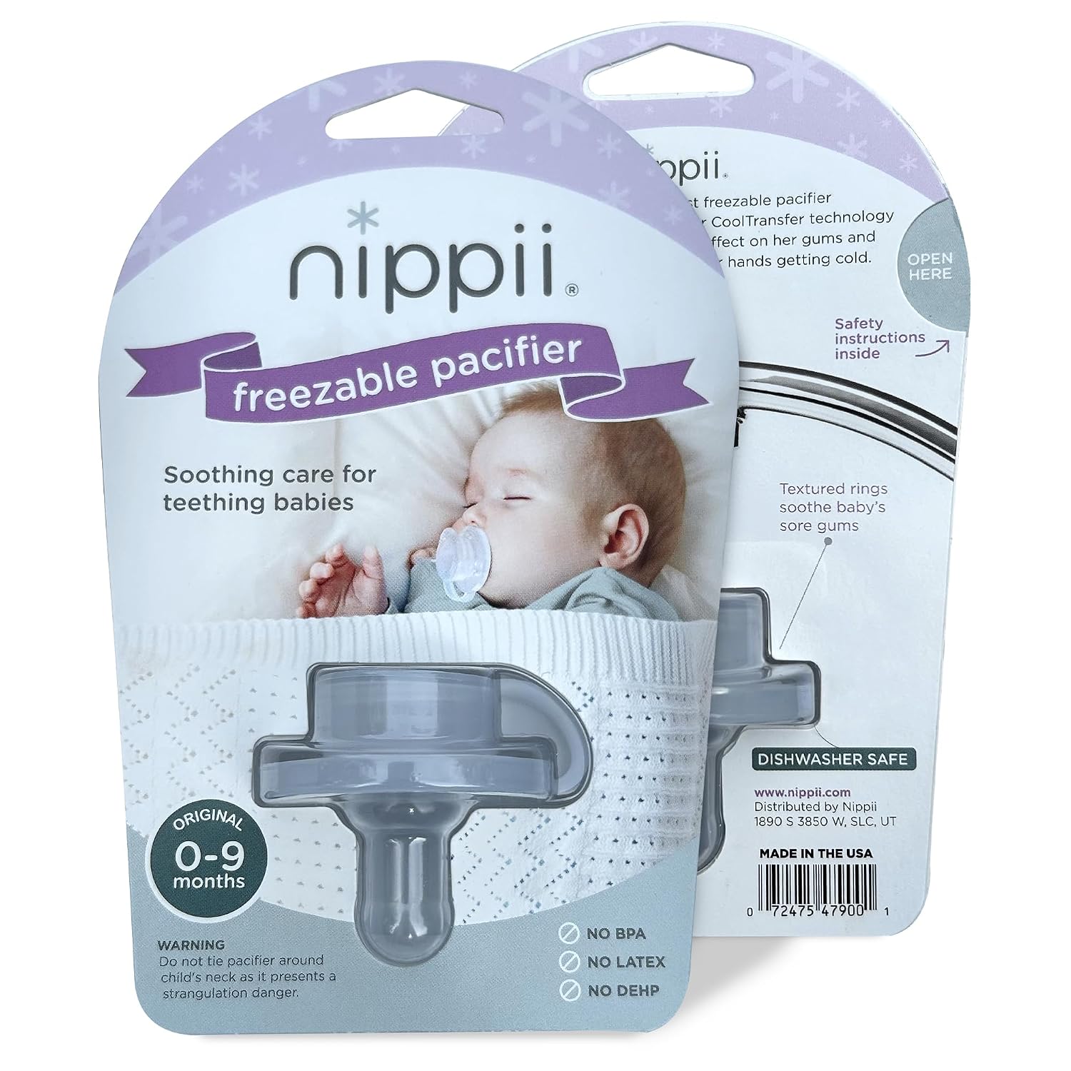 Nippii Freezable Teething Pacifier, Baby Teether Toys 0-9 Months, BPA Free | Hands-Free, Silicone Teethers, Cold, Teething Relief. Teethers for Babies 3-6 Months, 0-3mo, 6-9mo. Made in USA