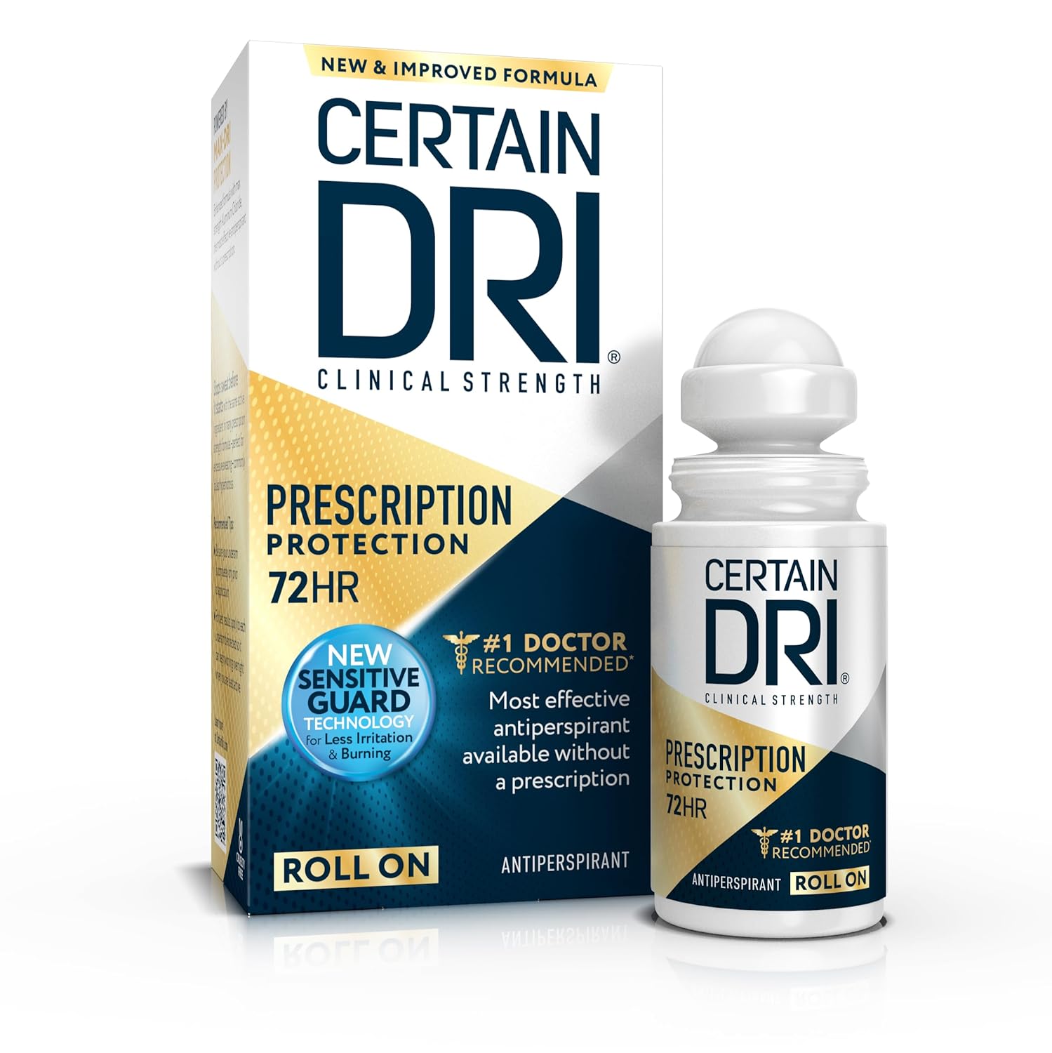 Certain Dri Prescription Strength Clinical Antiperspirant Roll-On – 72-Hour Sweat & Odor Protection for Excessive Sweating & Hyperhidrosis – 15% Aluminum Chloride – Fragrance-Free – 1.2 fl oz
