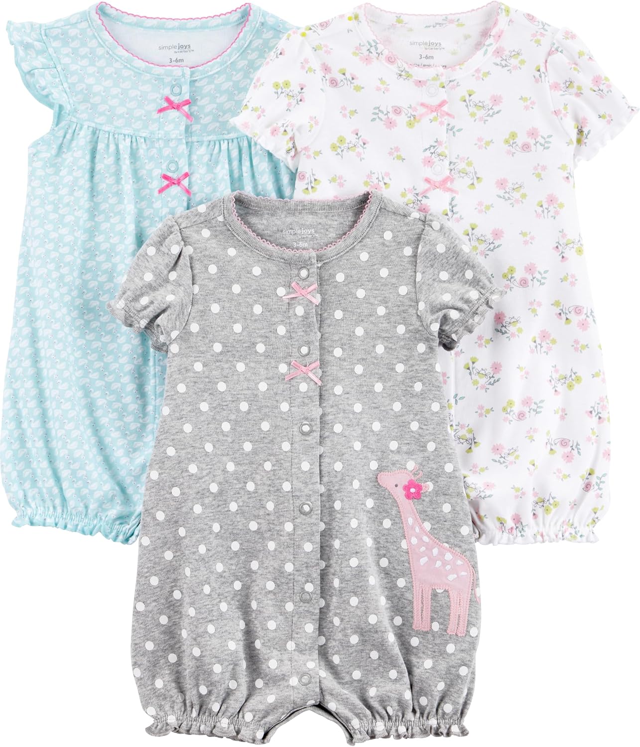 Simple Joys by Carter’s Baby Boys 3 pack Snap up Rompers