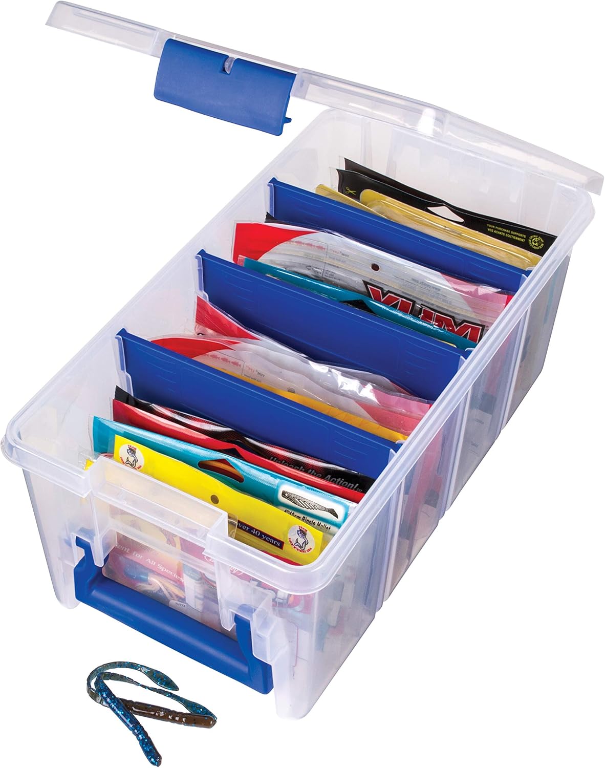 Flambeau Outdoors 4510 Clear Fishing Organizer – Super Half Satchel Soft Fishing Lure Storagees, Bait Organizer, Tuff Tainer with Zerust Anti-Rust Dividers
