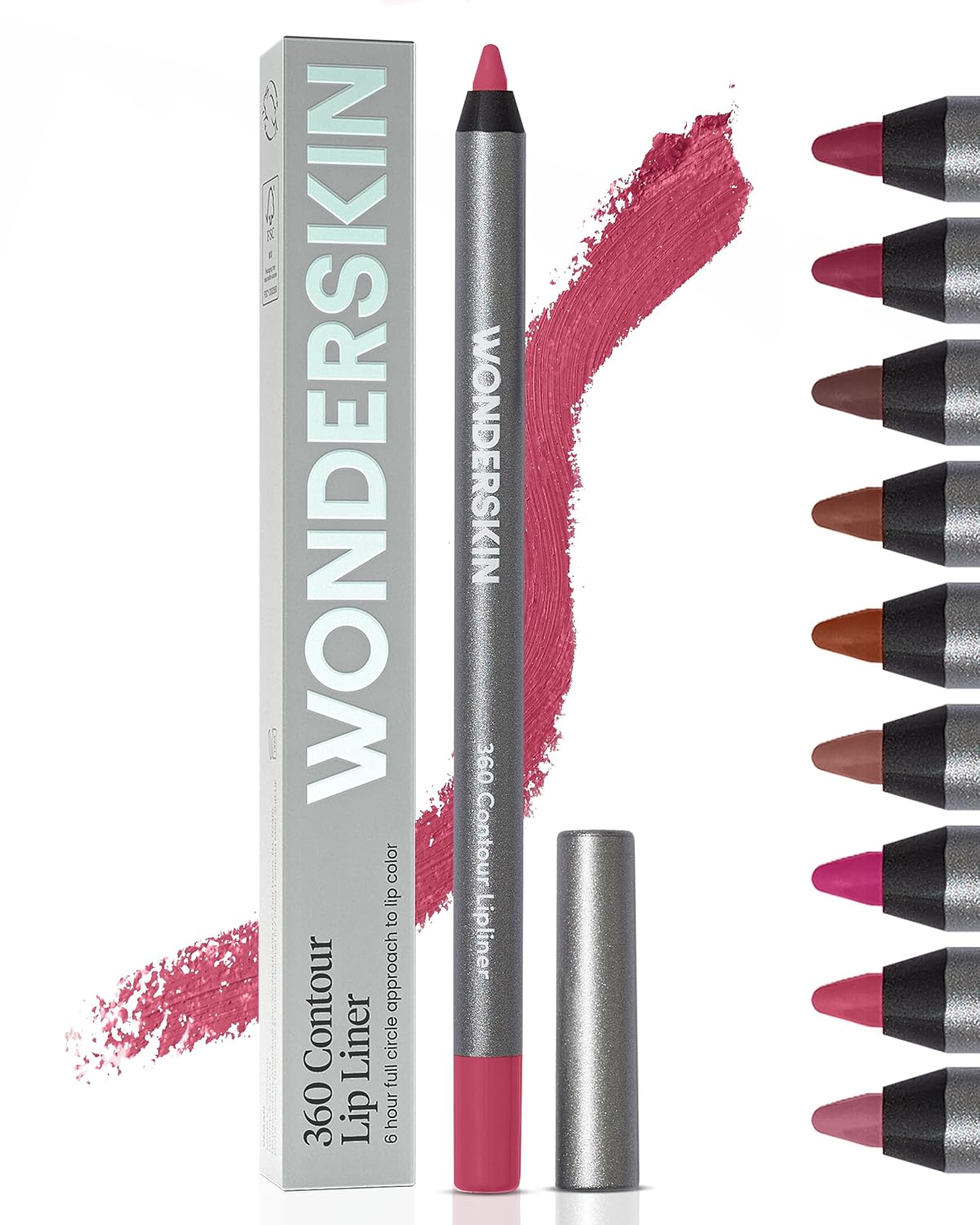 Wonderskin Lipliner Pencil – 360 Contour Lipliner, Long Lasting, Sharpenable, Waterproof and Transfer-Proof Nude Lip Liner Pencil (Rosewood)