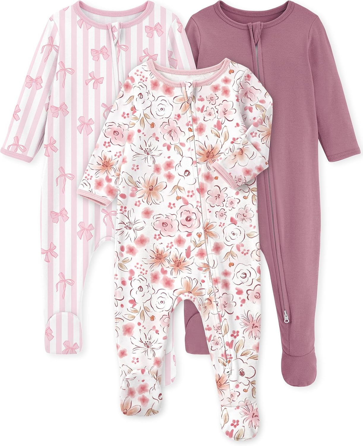 Yoofoss Baby Pajamas 100% Organic Cotton Baby Sleepers for Newborn 0-3 3-6 6-9 Months Boys Girl Clothes 3pcs Footed PJs